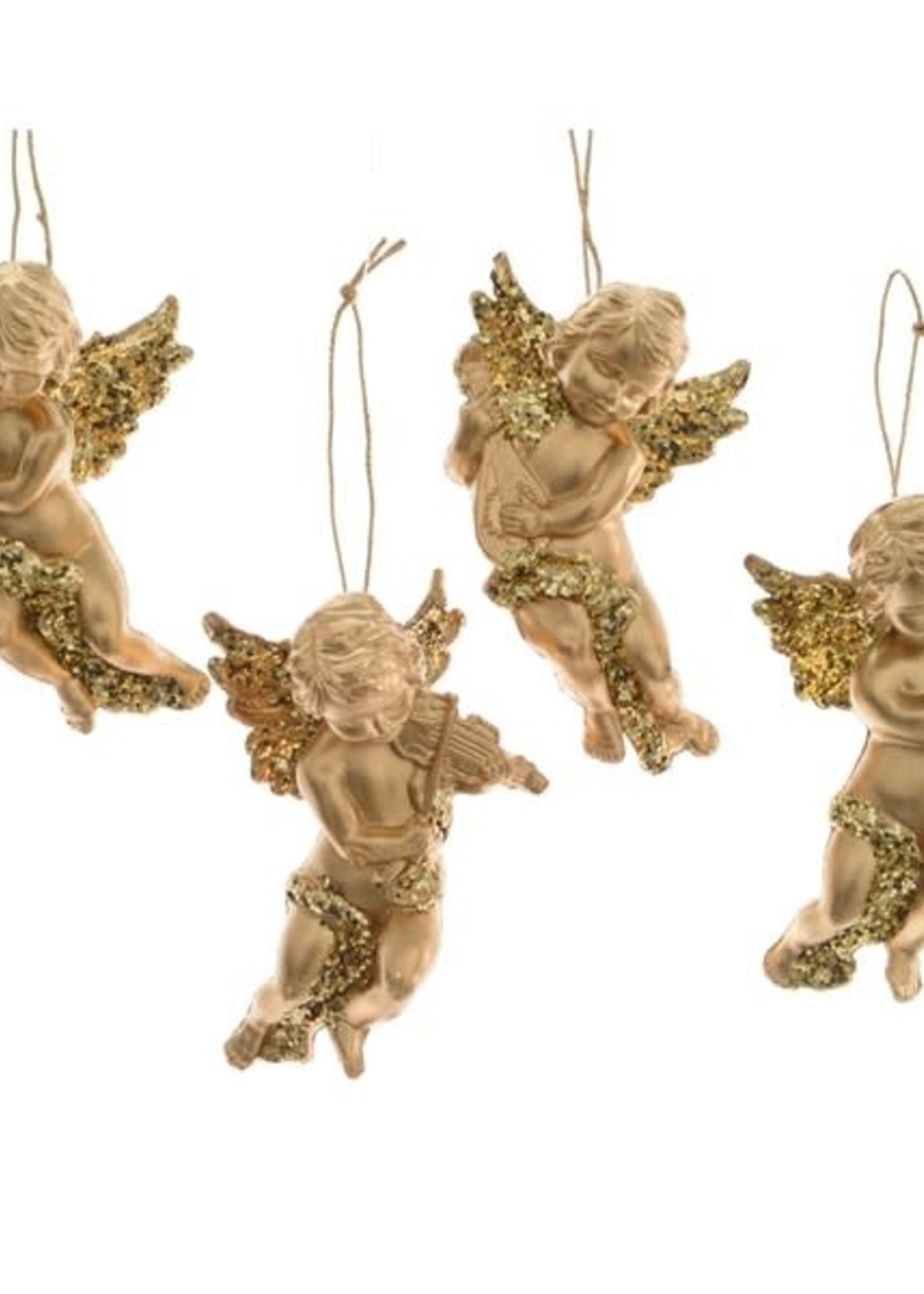 Decoris Gold Plastic Hanging Angel with Harp