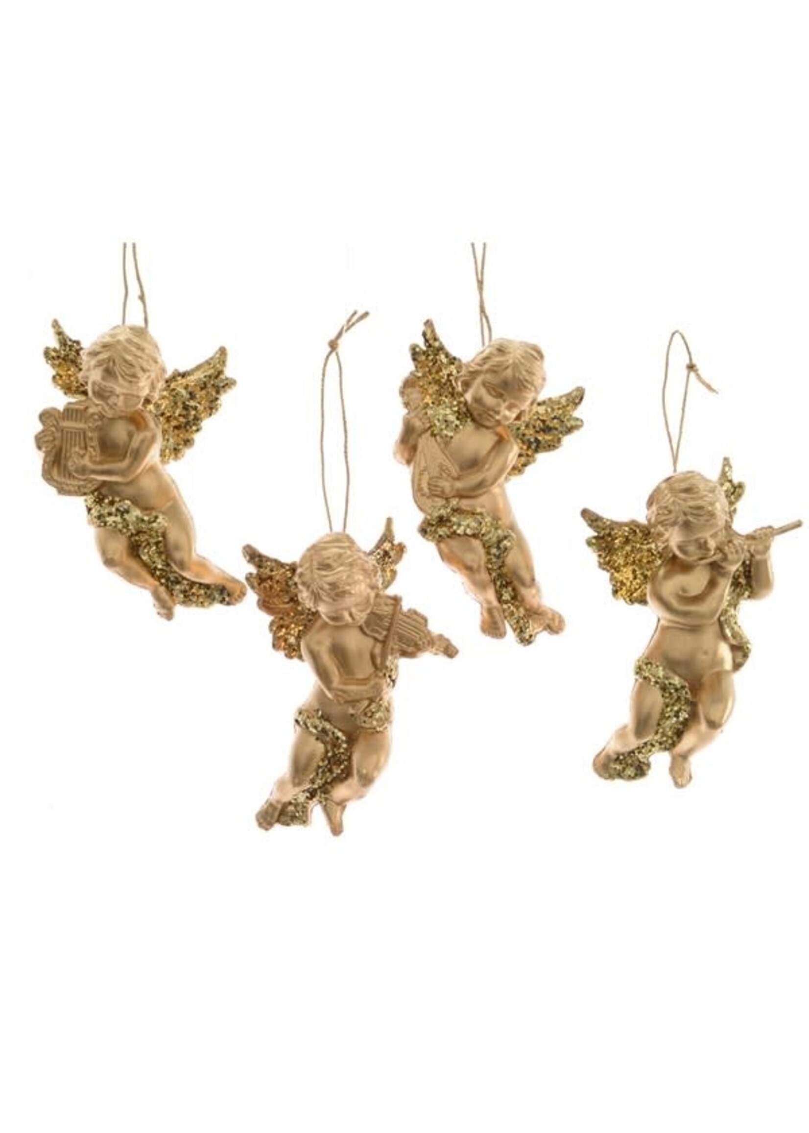 Decoris Gold Plastic Hanging Angel with Harp