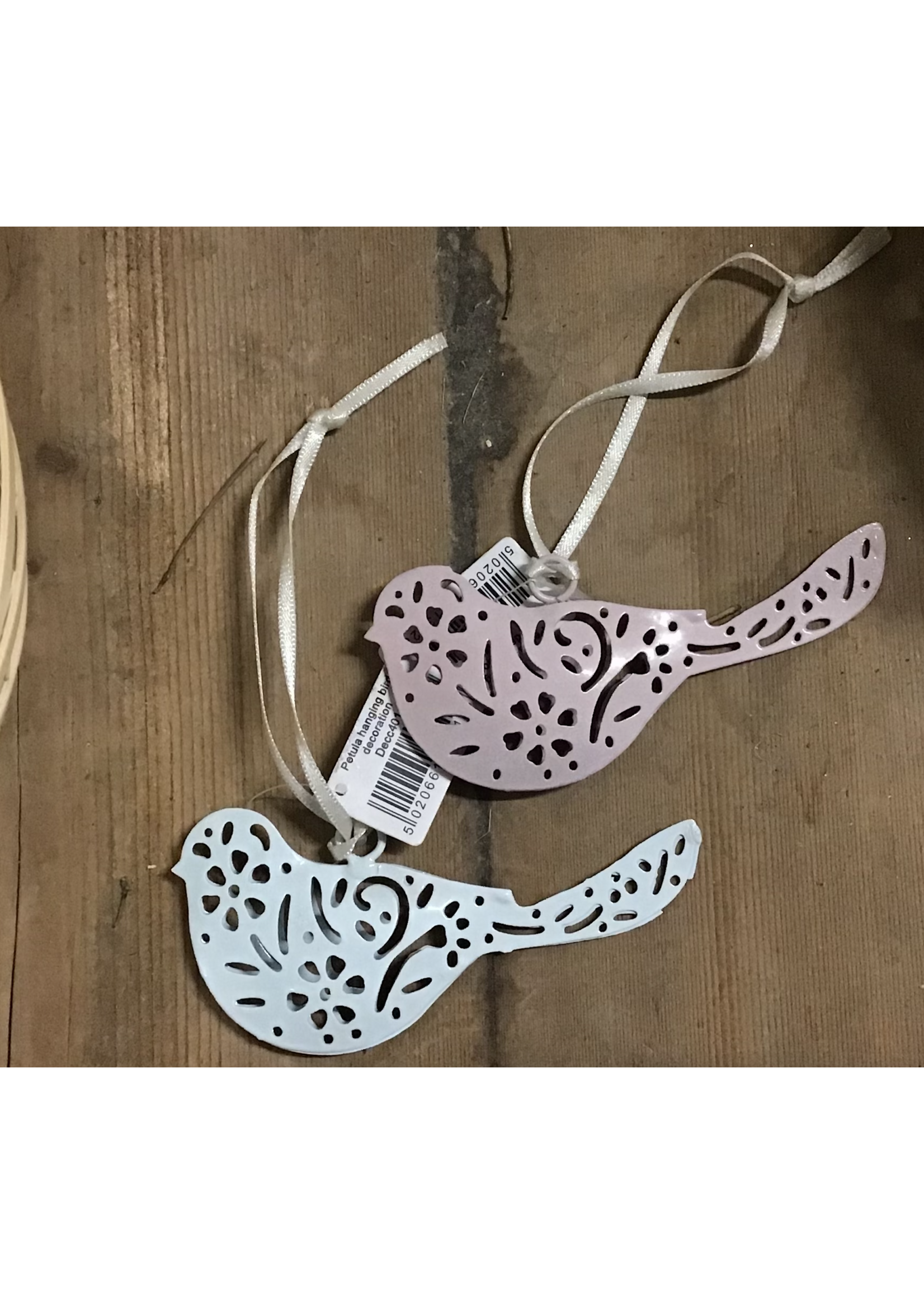 Petula Metal Hanging Bird Decoration Blue or Pink