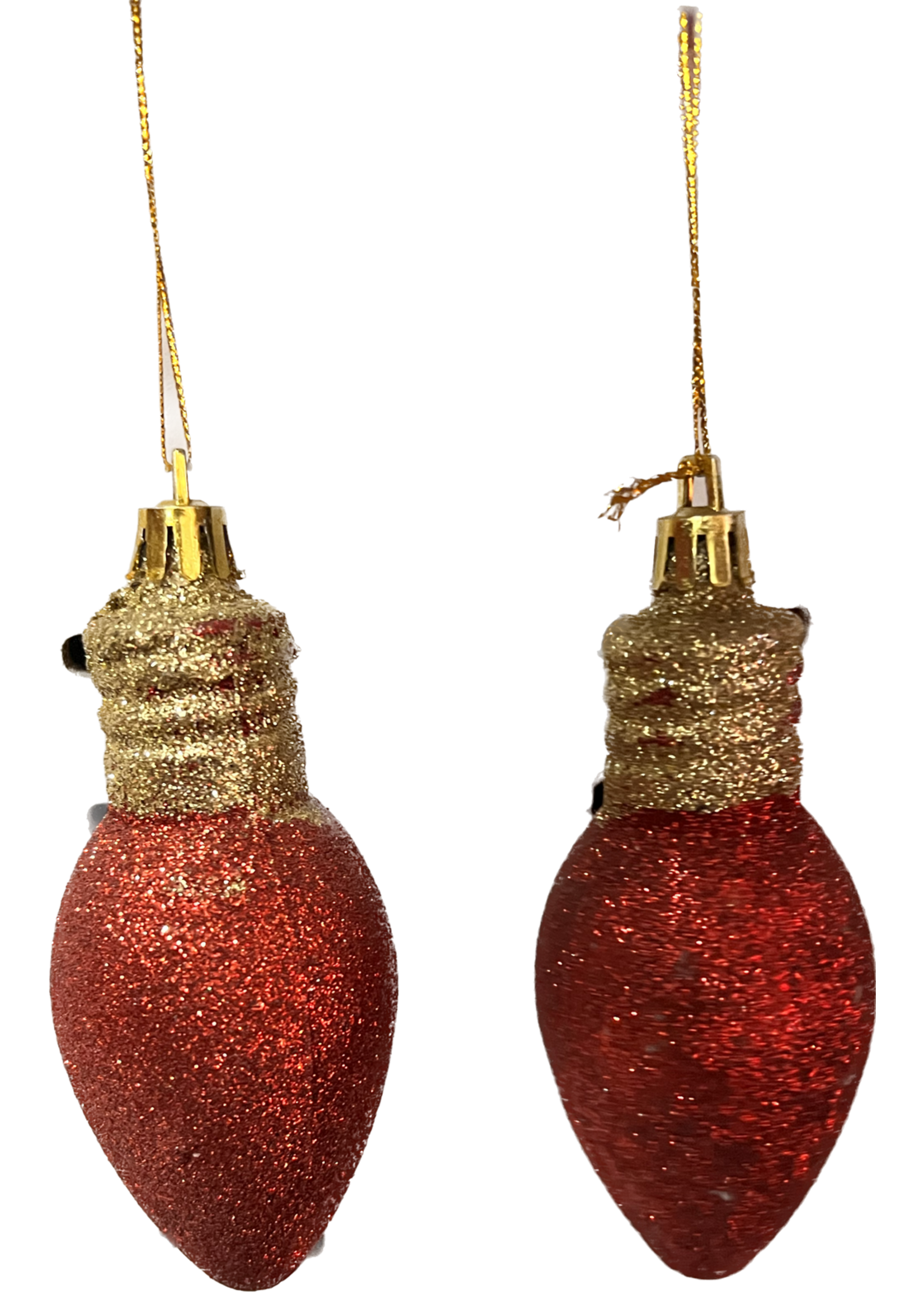 Premier Set of 2 glitter bulbs with gold trim 12cm