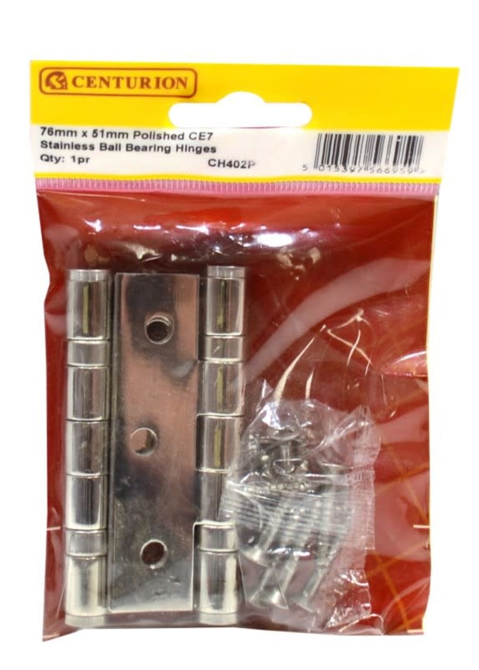 Centurion Ball Bearing Hinges Polished CE7 Stainless 76mm x 51mm