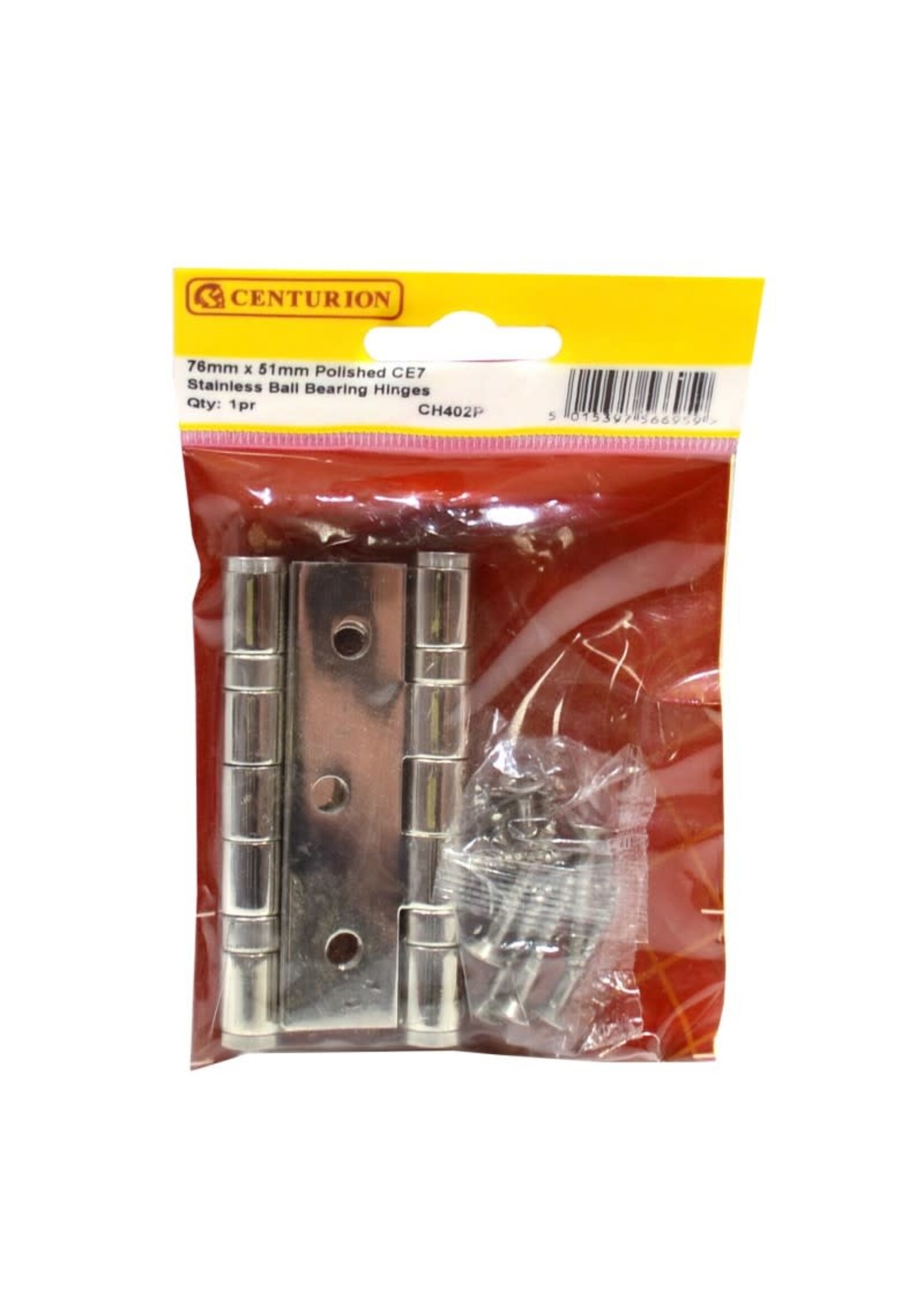 Centurion Ball Bearing Hinges Polished CE7 Stainless 76mm x 51mm