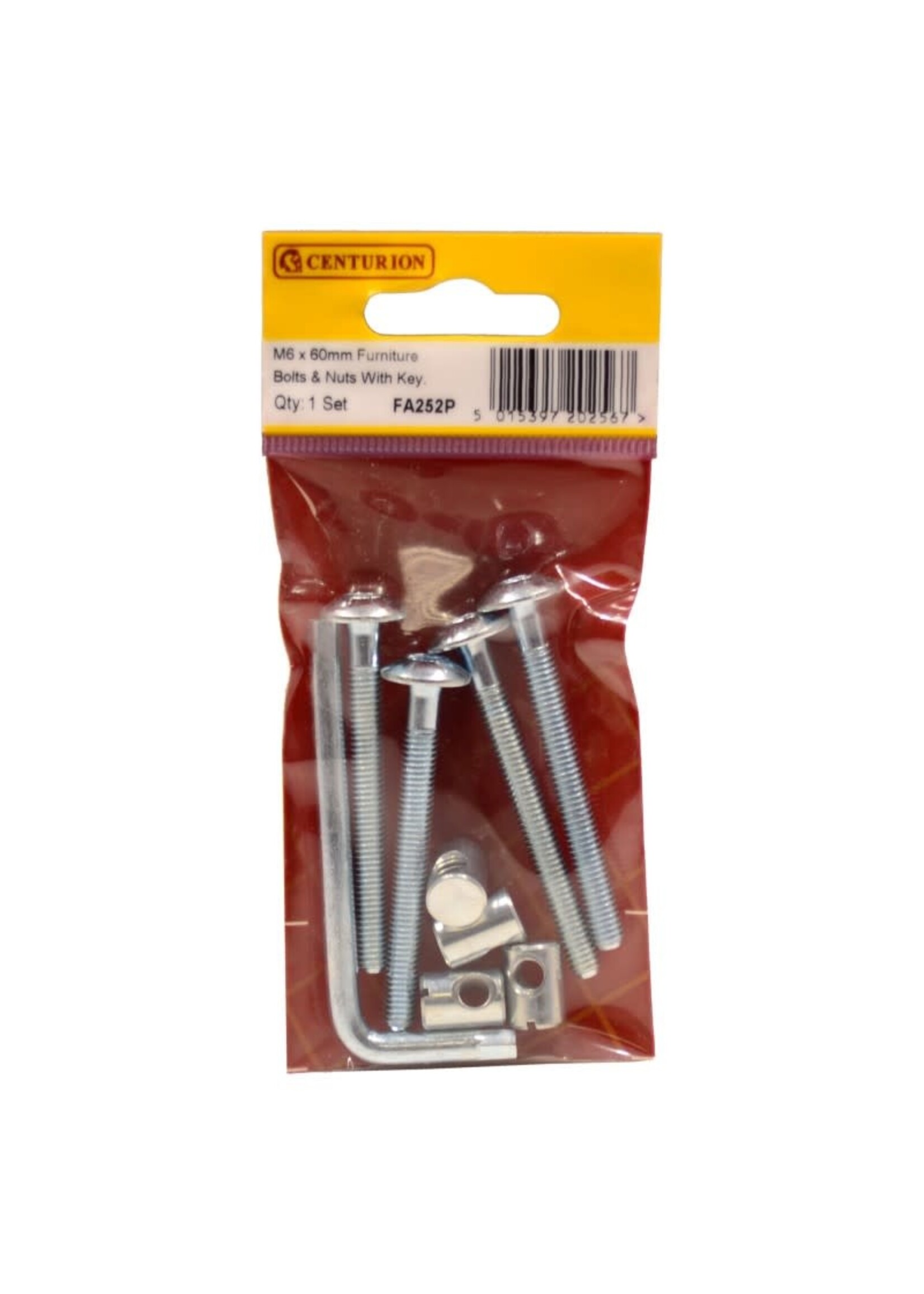 Furniture Bolts & Nuts with Hex Key M6 x 60mm (Pack of 4)