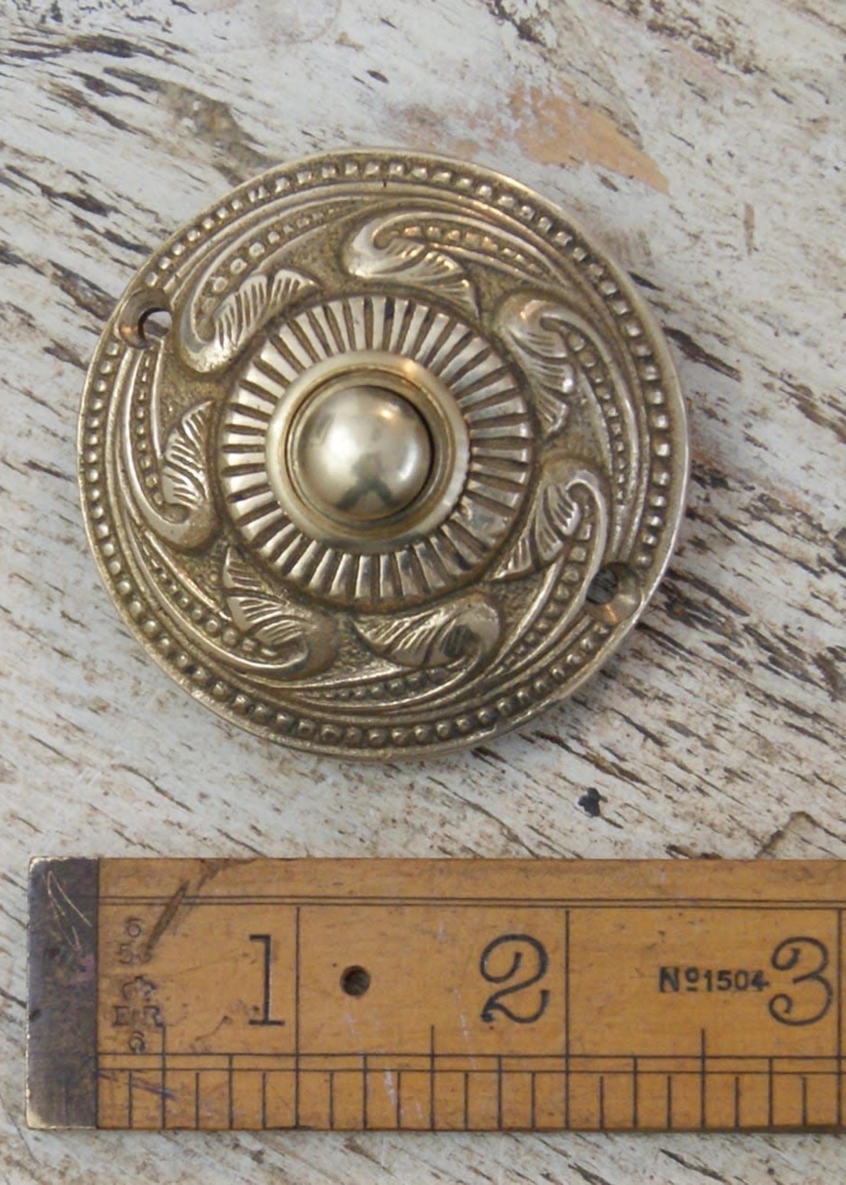 Cottingham Collection Brass Door bell push round Rococco