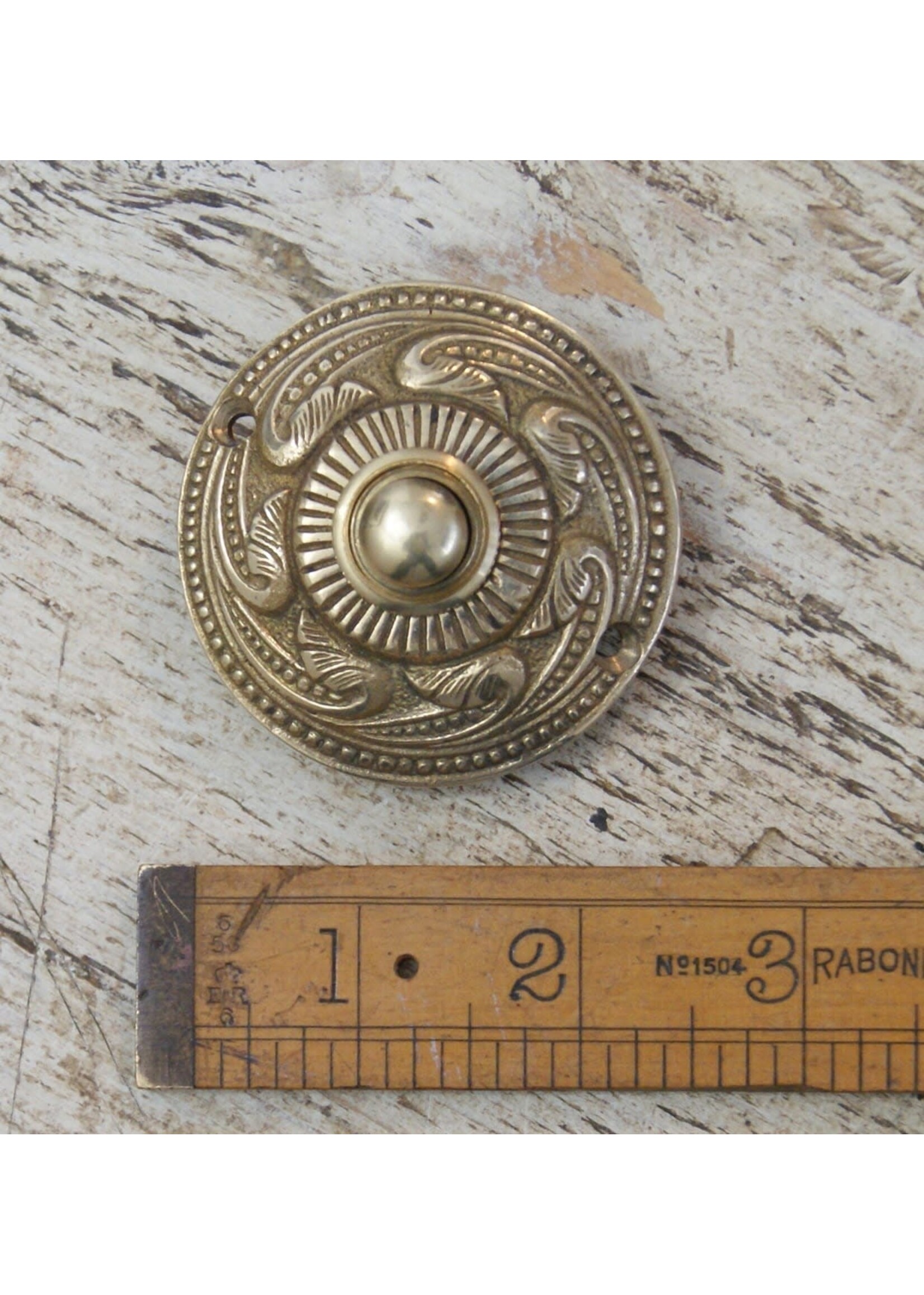 Cottingham Collection Brass Door bell push round Rococco