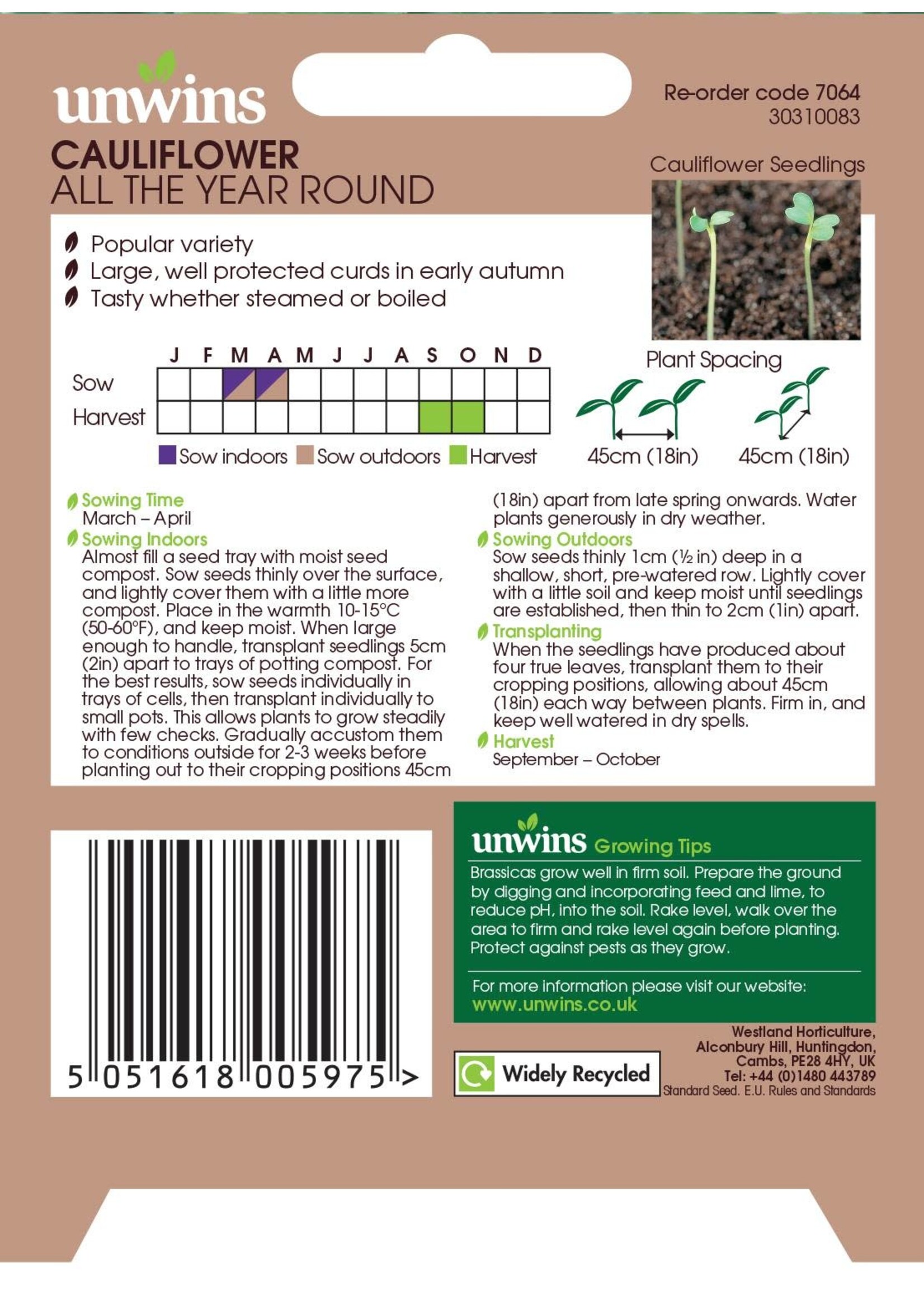 Unwins Cauliflower - All The Year Round