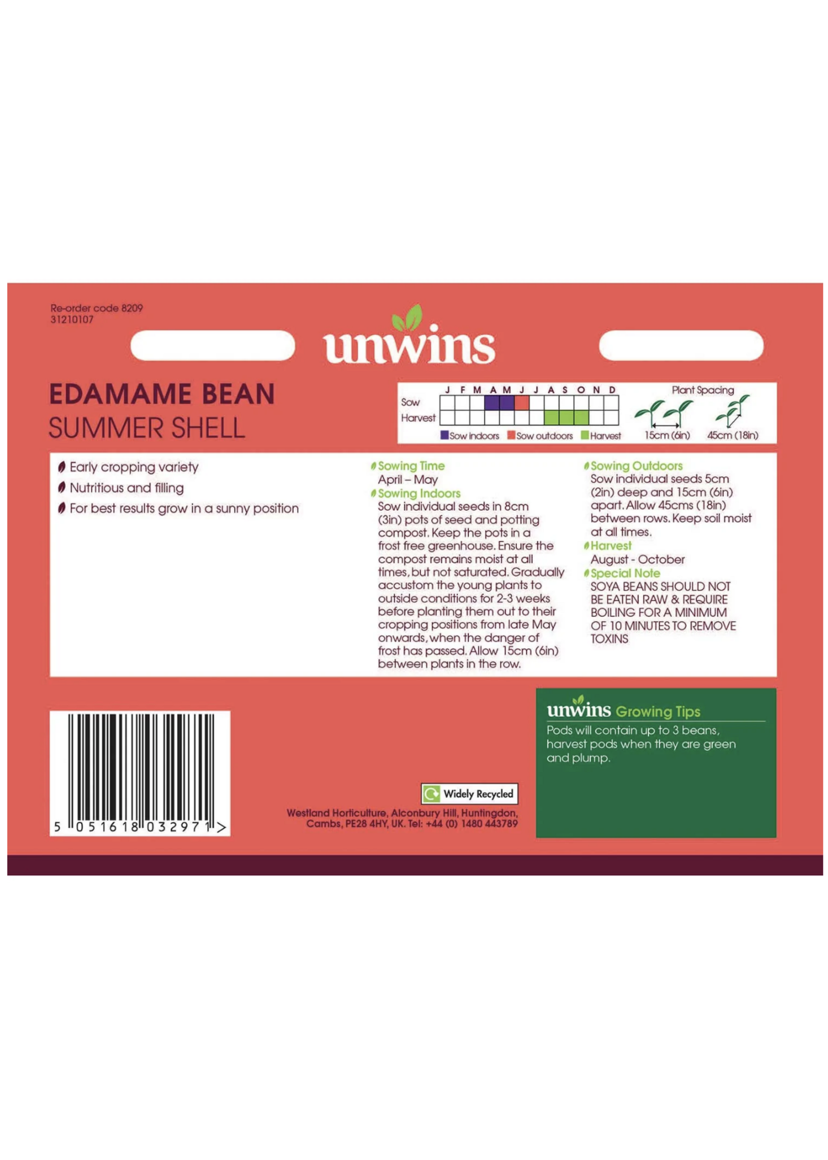 Unwins Edamame Bean - (Soya Bean) Summer Shell