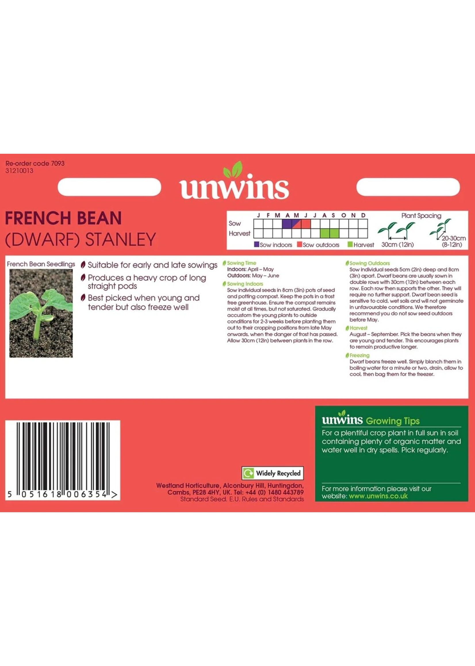 Unwins French Bean (Dwarf) - Stanley