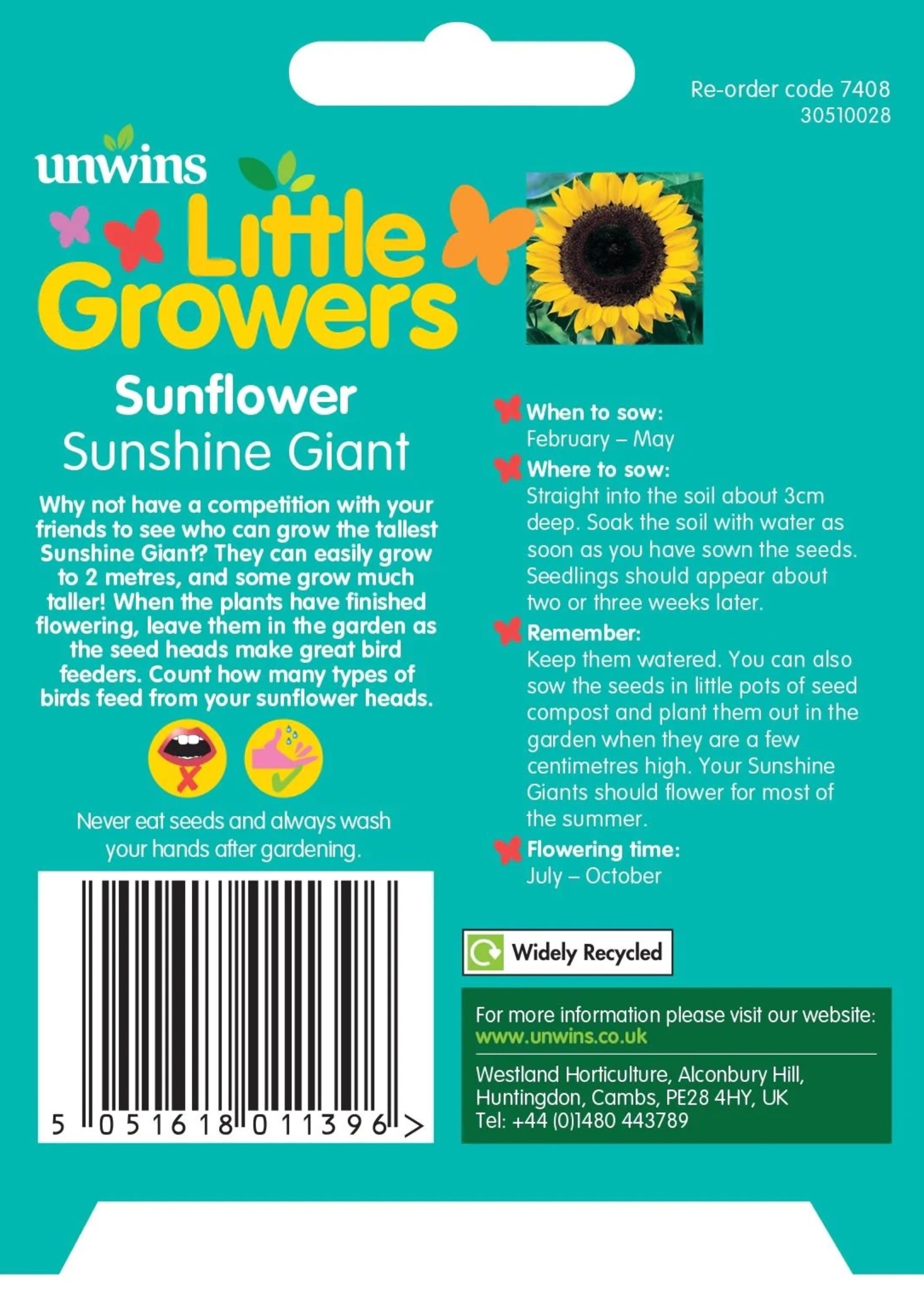 Unwins Little Growers - Sunflower Sunshine Giant