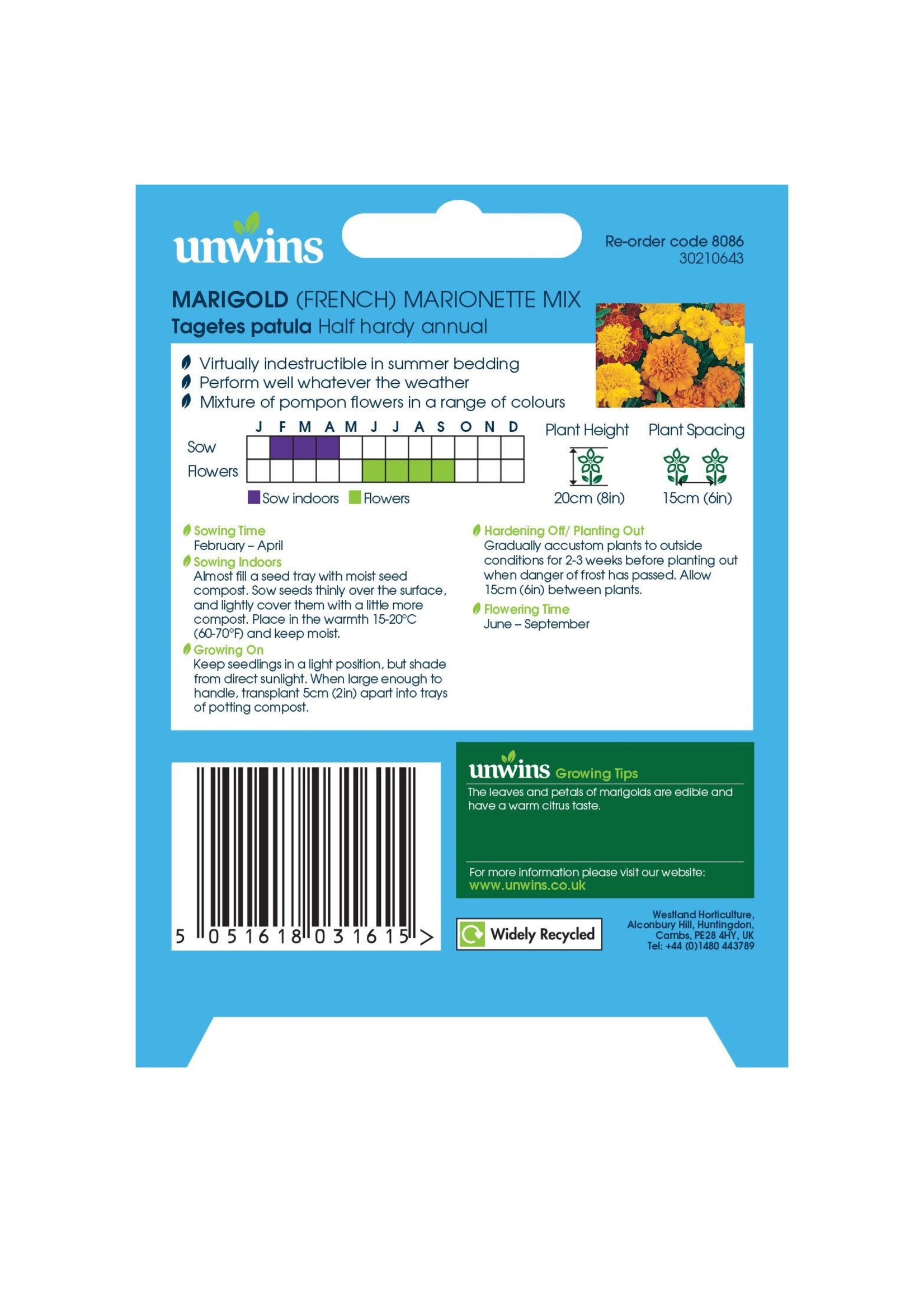 Unwins Marigold (French) - Marionette Mix