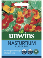 Unwins Nasturtium - Alaska Mix - approx 30 seeds