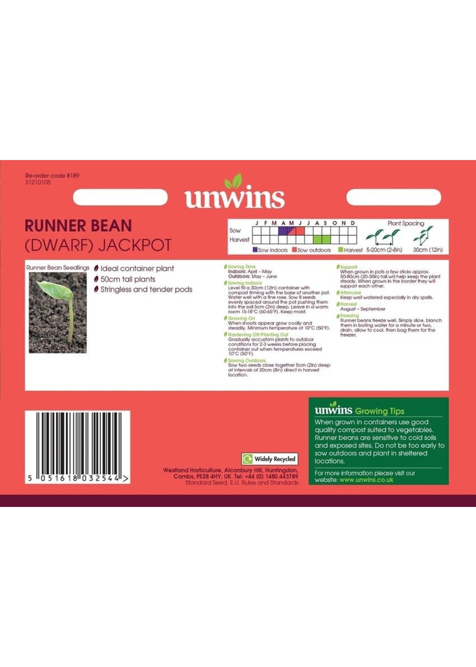 Unwins Runner Bean (Dwarf) - Jackpot