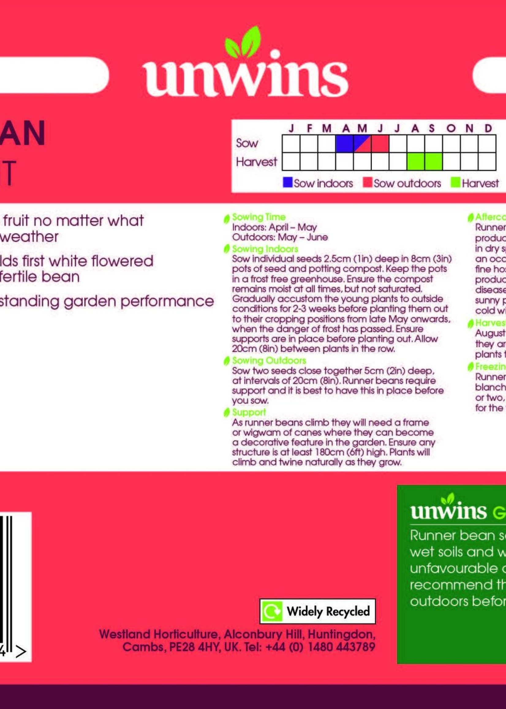 Unwins Runner Bean - Moonlight