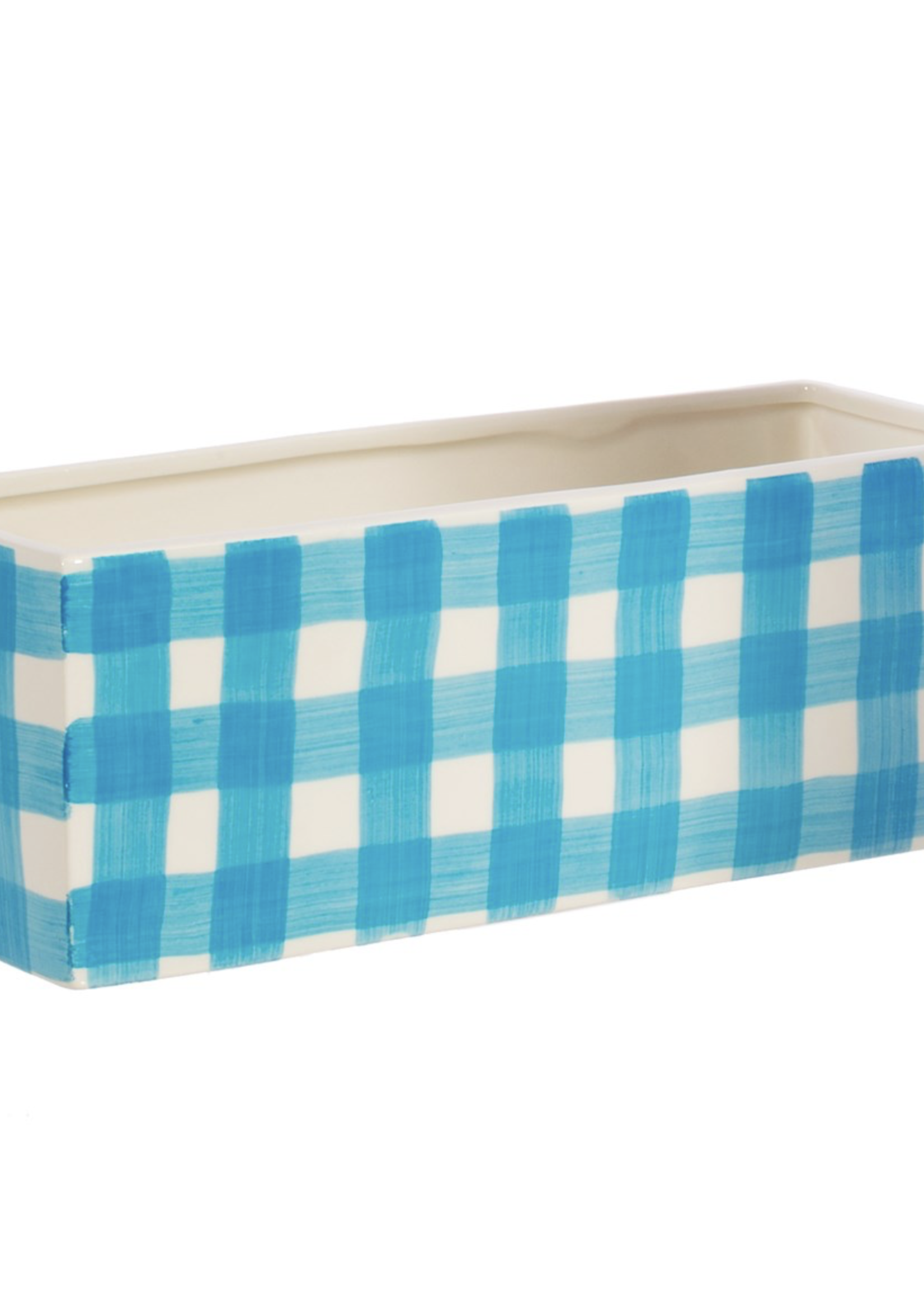 Sass & Belle Gingham Trough Planter Blue