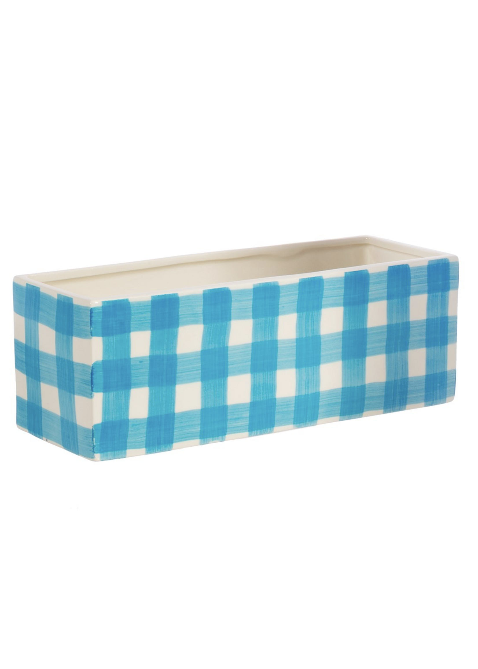 Sass & Belle Gingham Trough Planter Blue