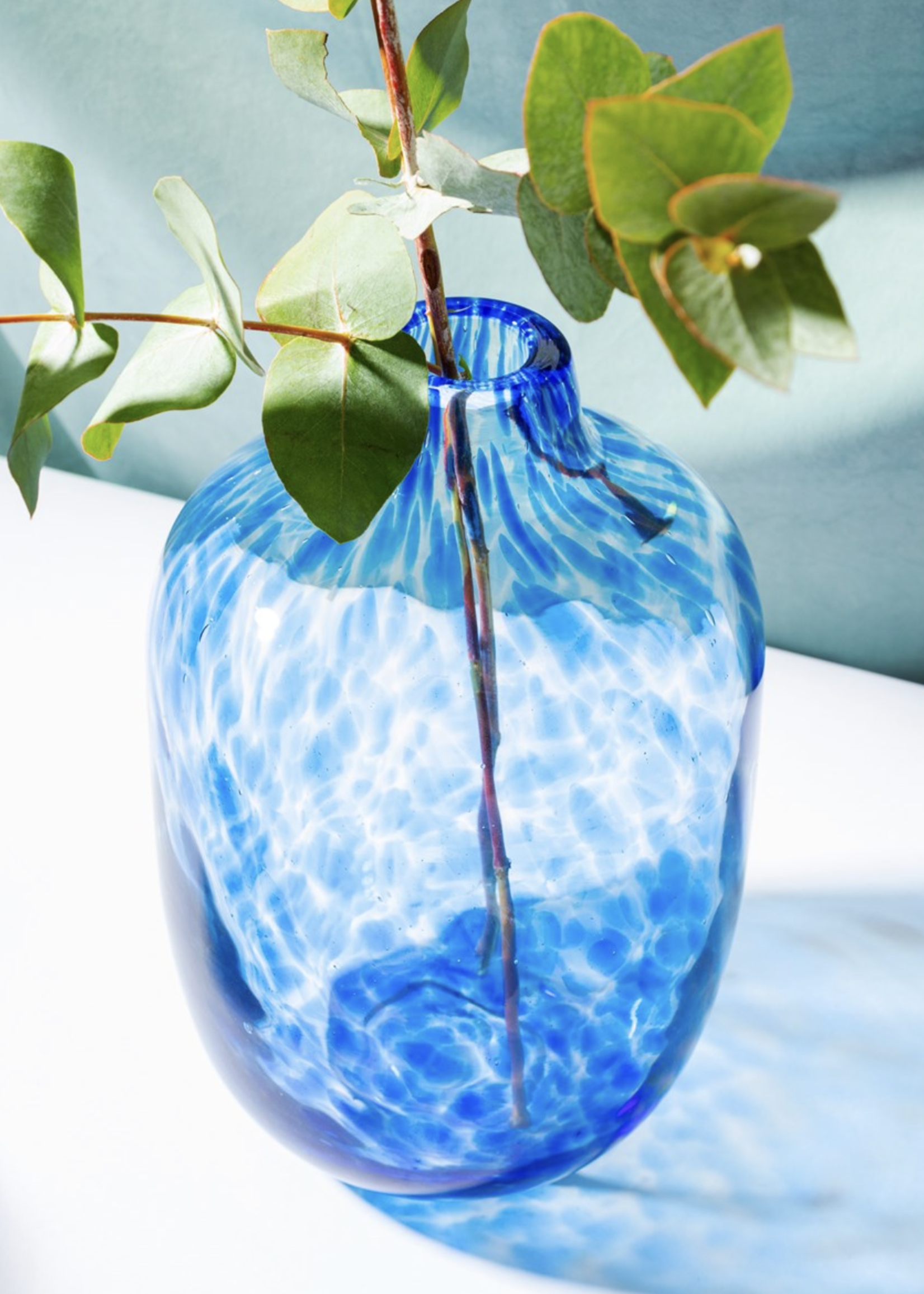 Sass & Belle Small Blue Speckled Glass Vase