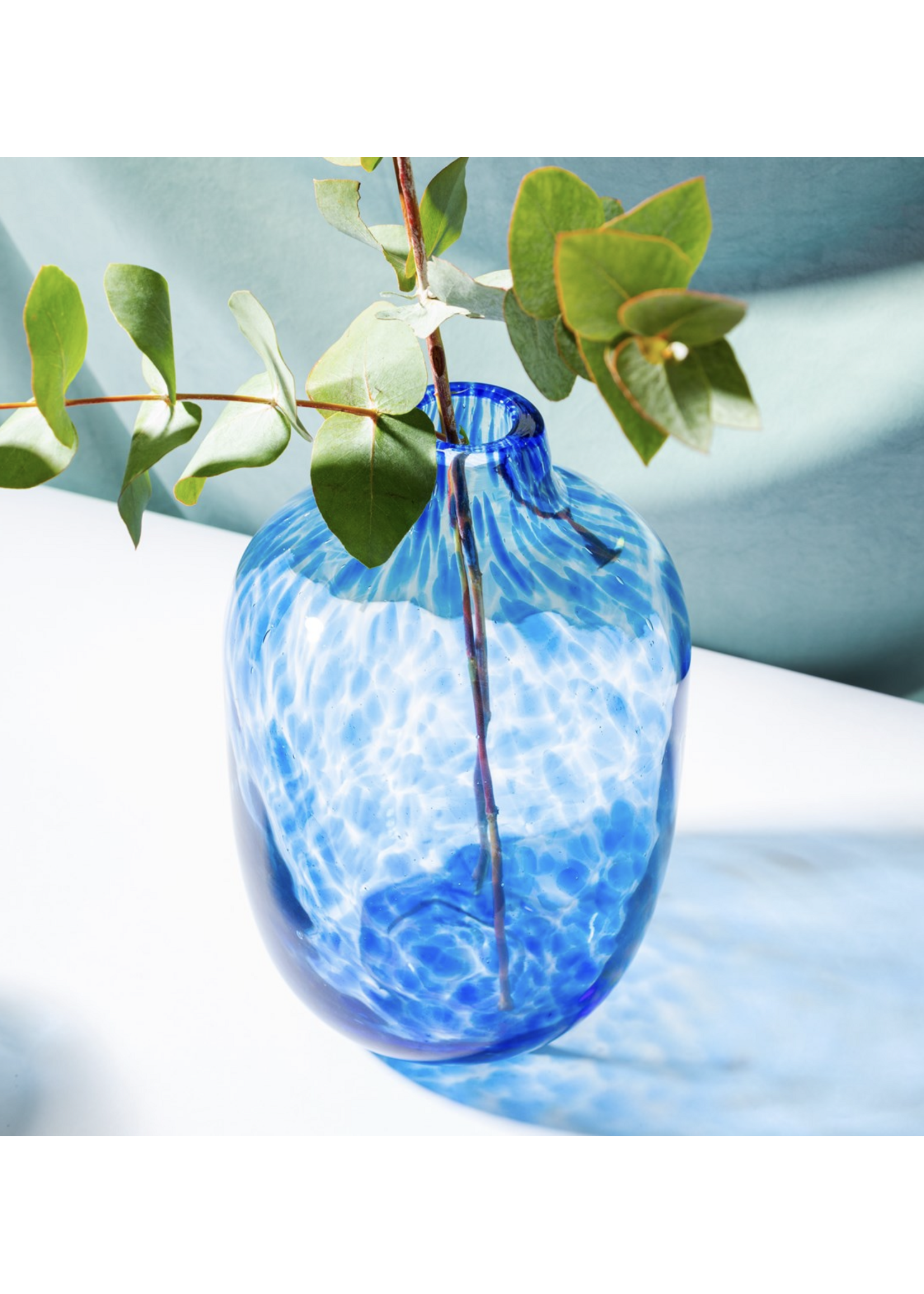 Sass & Belle Small Blue Speckled Glass Vase