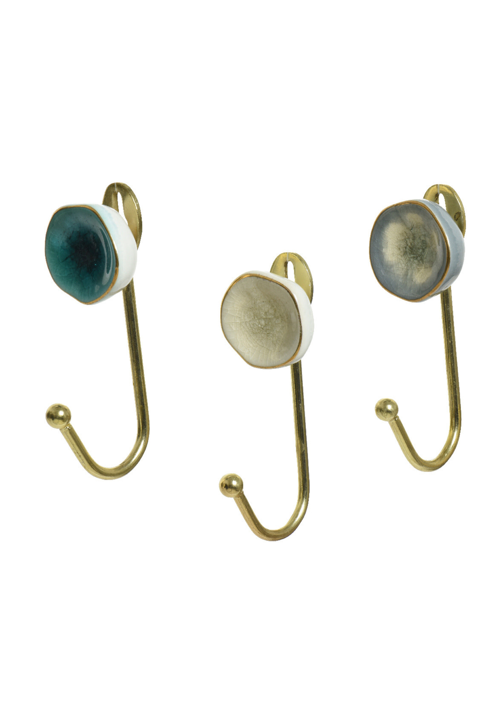 Decoris Speckled Ceramic and brass hook 14x5cm