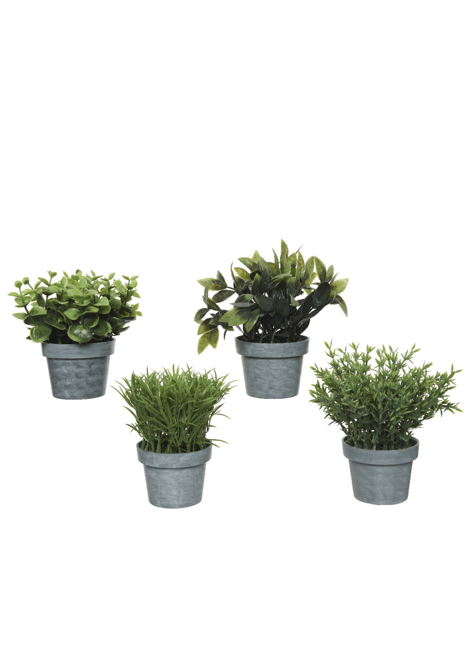 Everlands Mini Artificial Plant in a Grey Pot 13 x 10cm