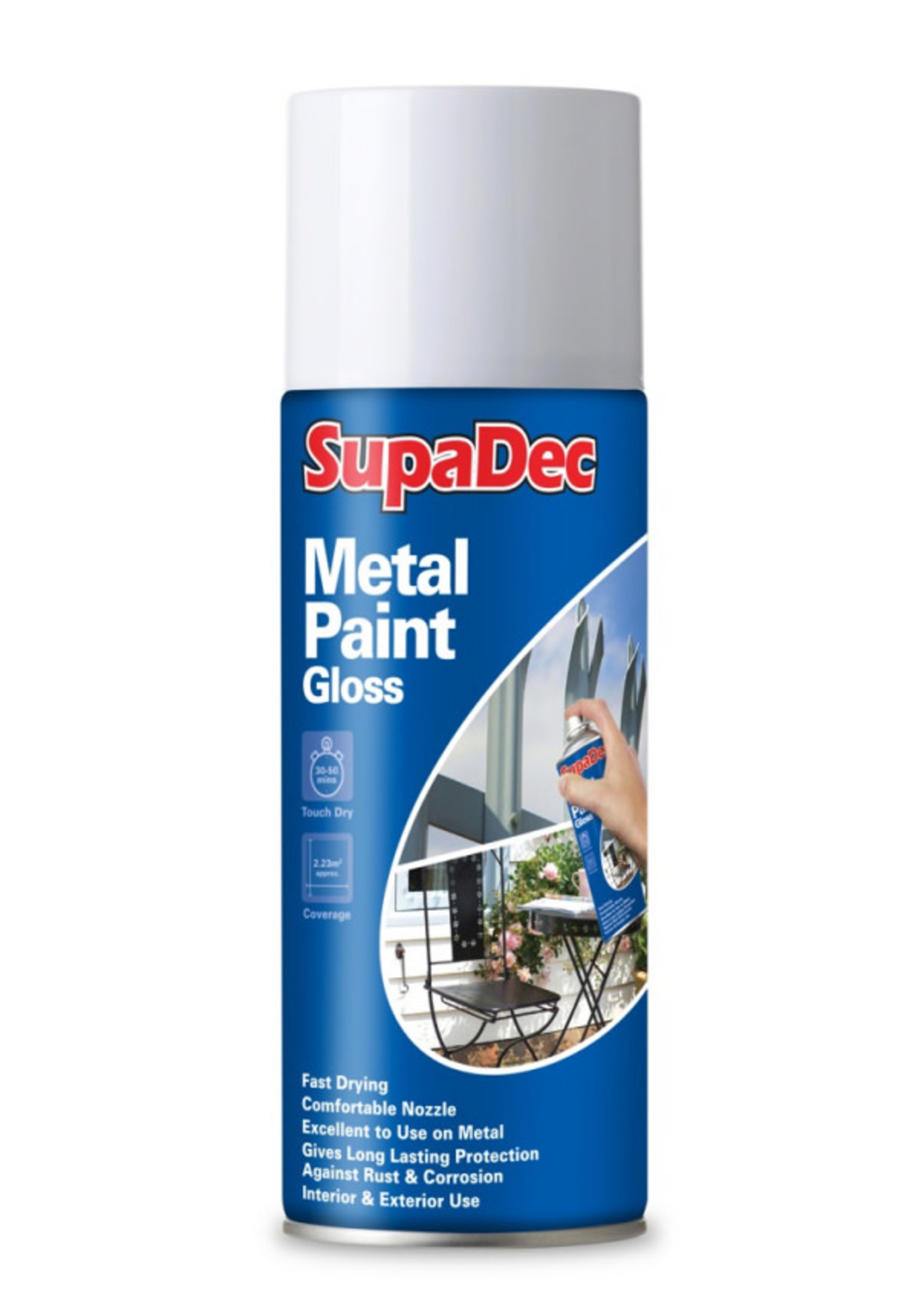 SupaDec Spray Paint  400ml  White Gloss Metal