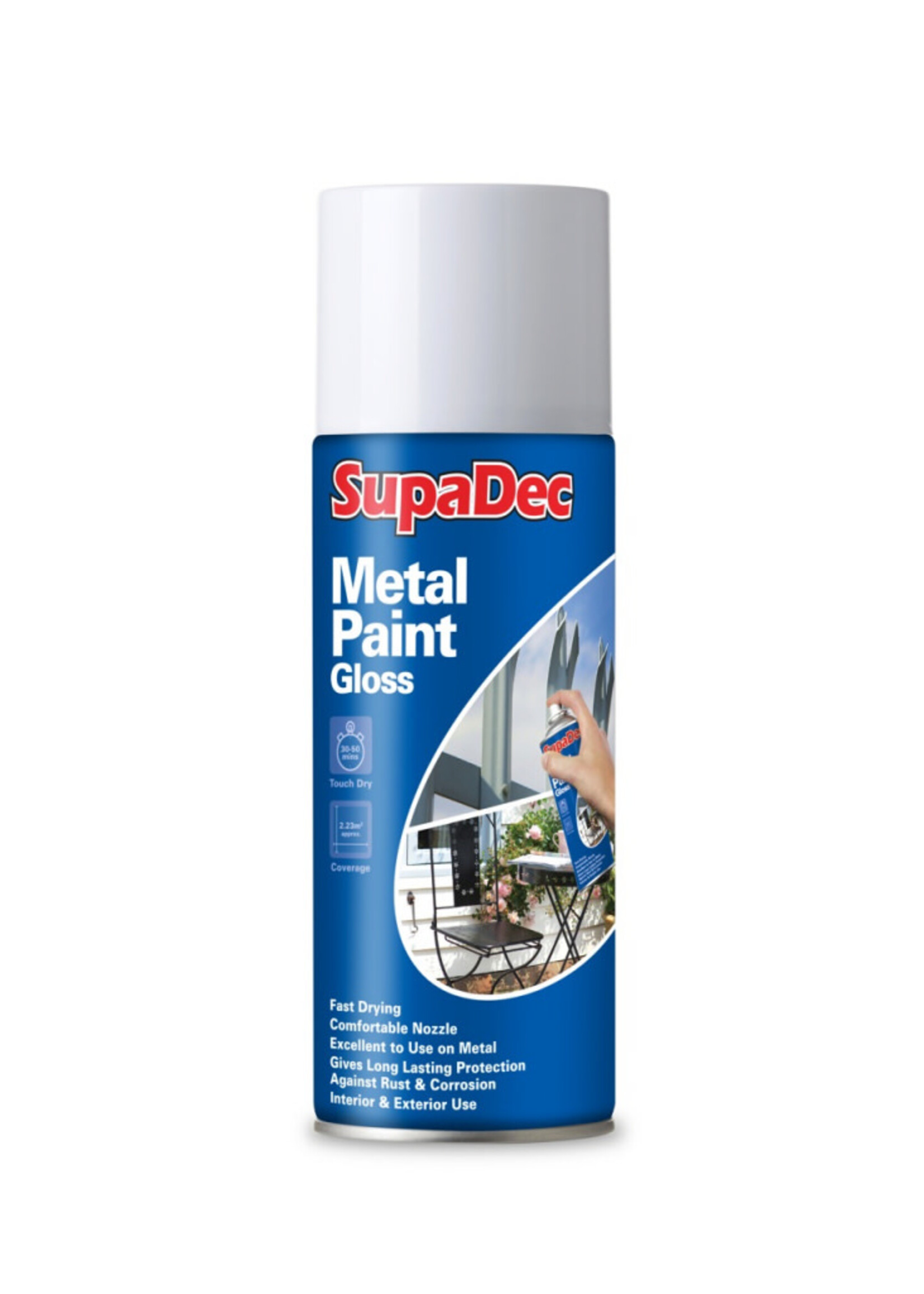 SupaDec Spray Paint  400ml  White Gloss Metal
