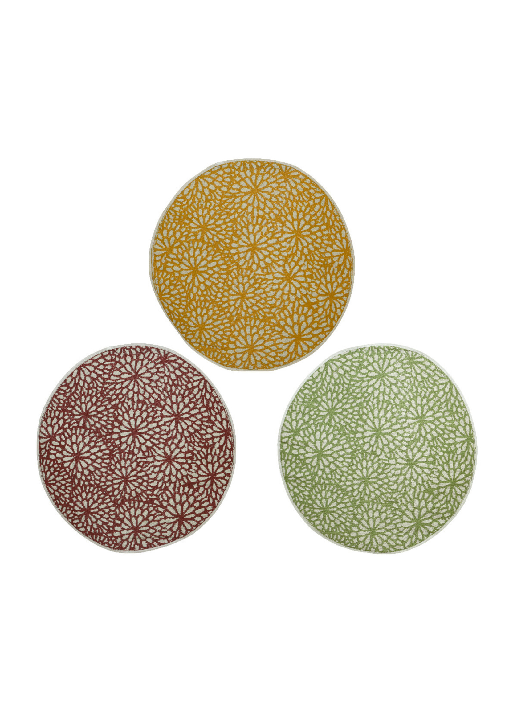 Decoris Outdoor Rug Round Floral- Yellow, Red, Yellow  150cm