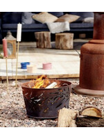 Decoris Rust Fire Basket Leaf Print