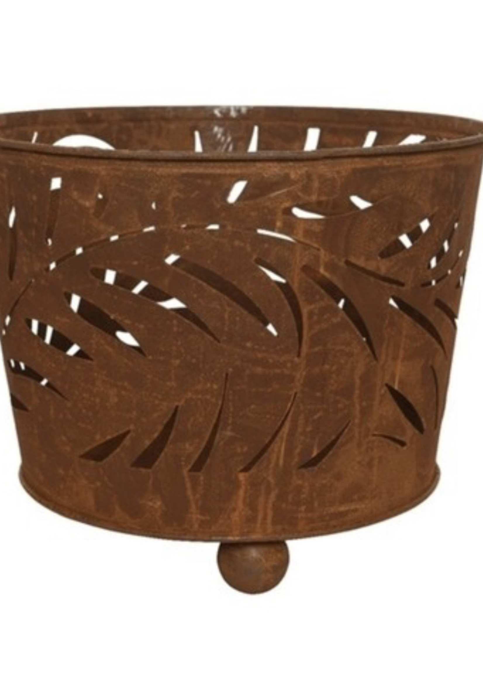 Decoris Rust Fire Basket Leaf Print