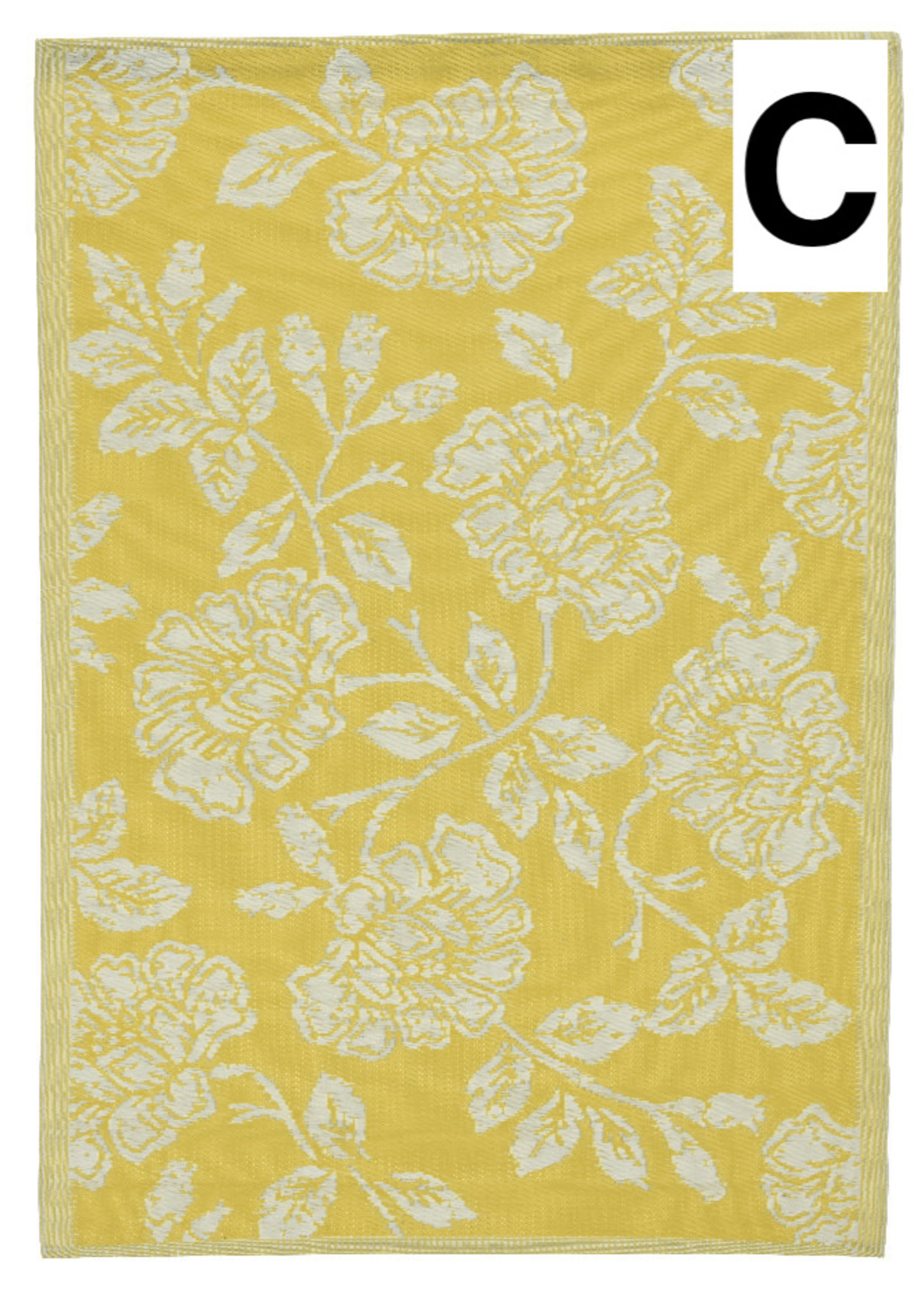 Decoris Outdoor Rug Flower Pastel Pink, Pink, Yellow  180 x 120cm