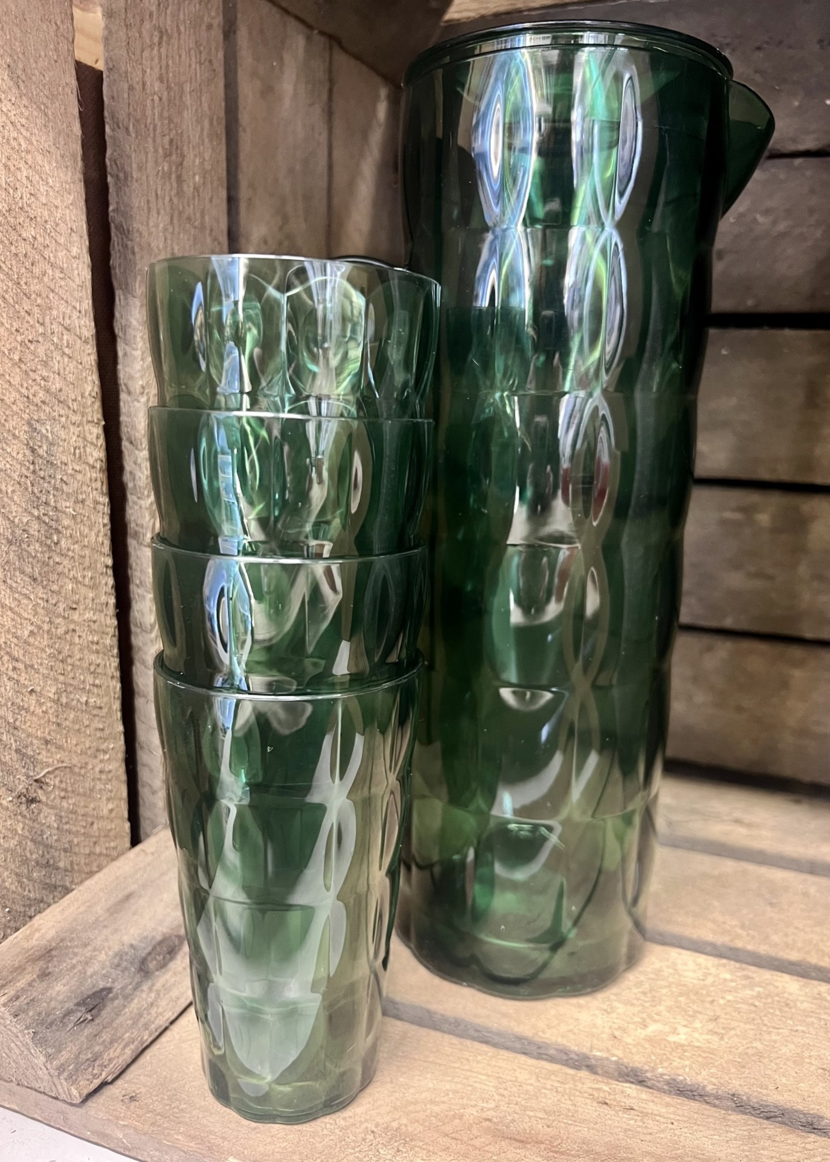 Decoris Green Tall Plastic Jug And 4 Cups