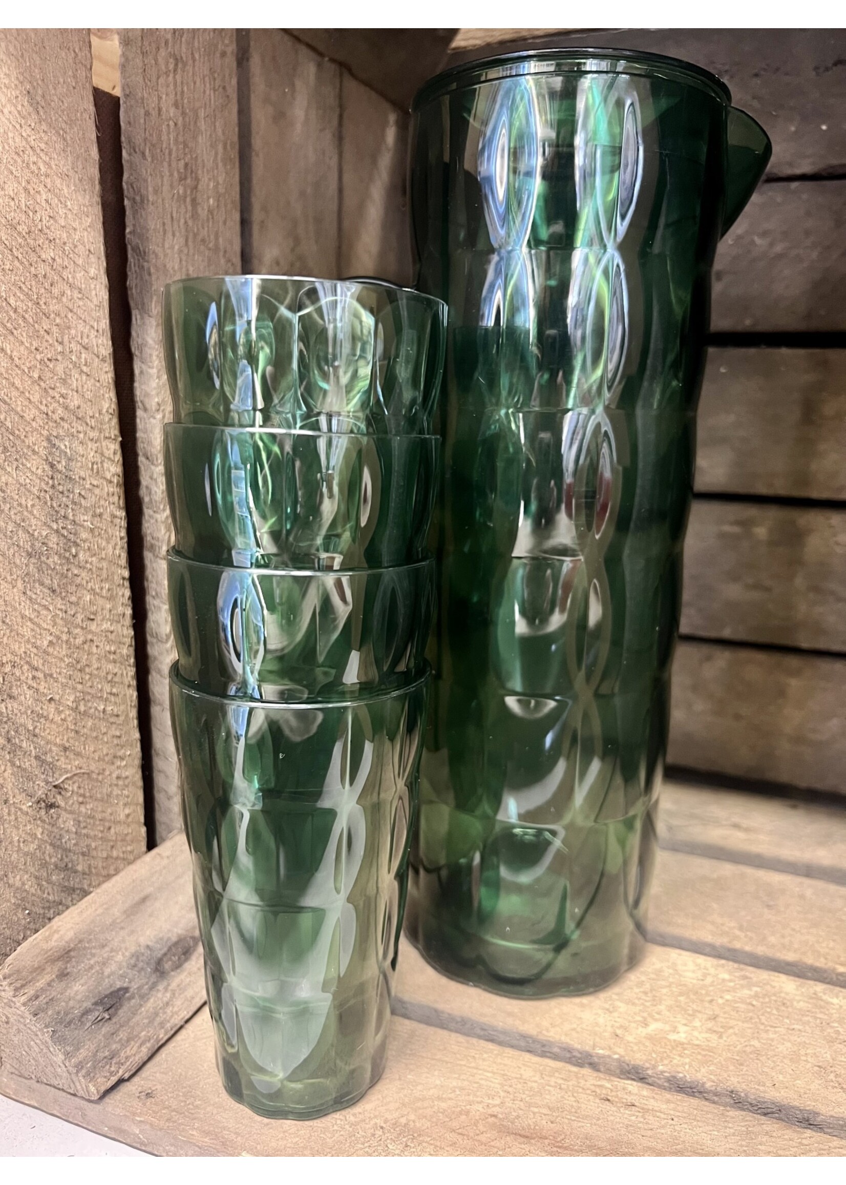 Decoris Green Tall Plastic Jug And 4 Cups