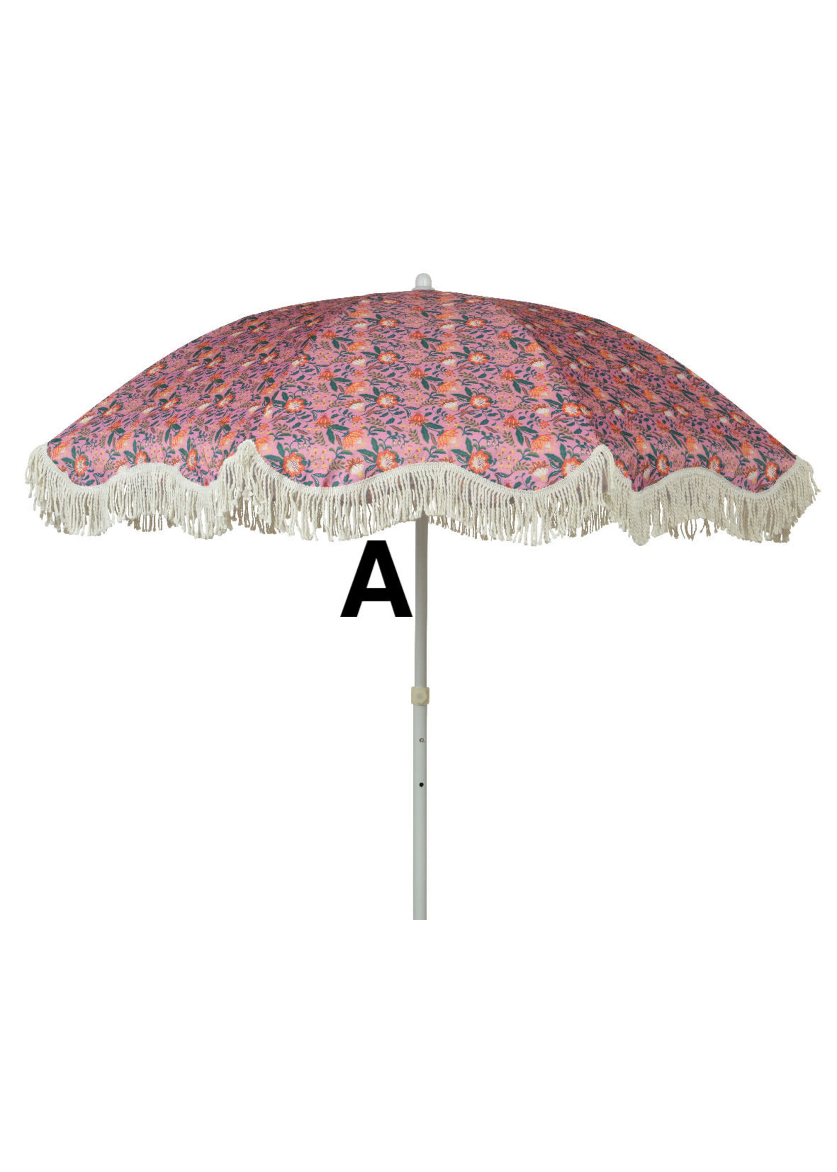 Decoris Floral Parasol with Tassels Pink Or Cream