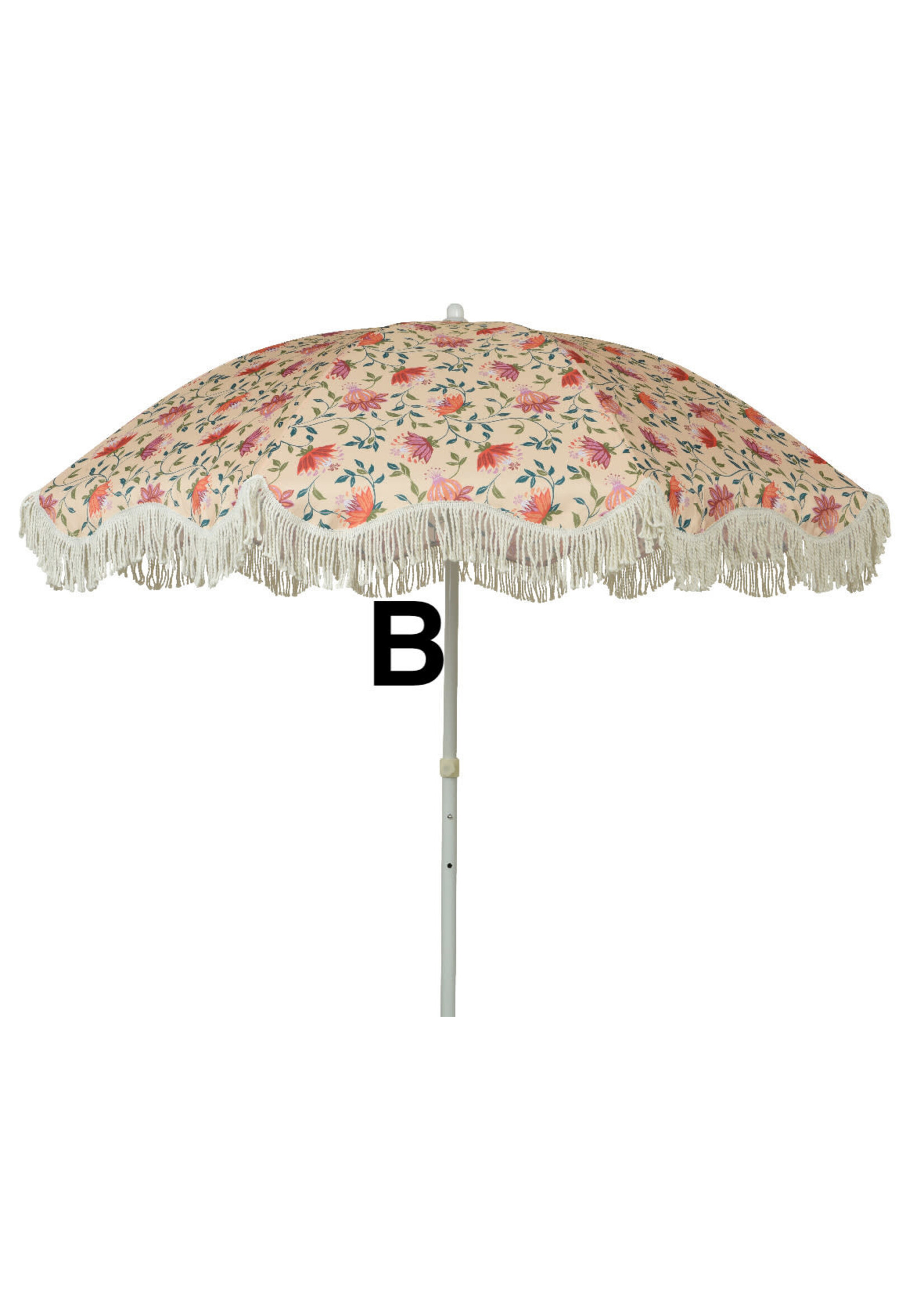 Decoris Floral Parasol with Tassels Pink Or Cream
