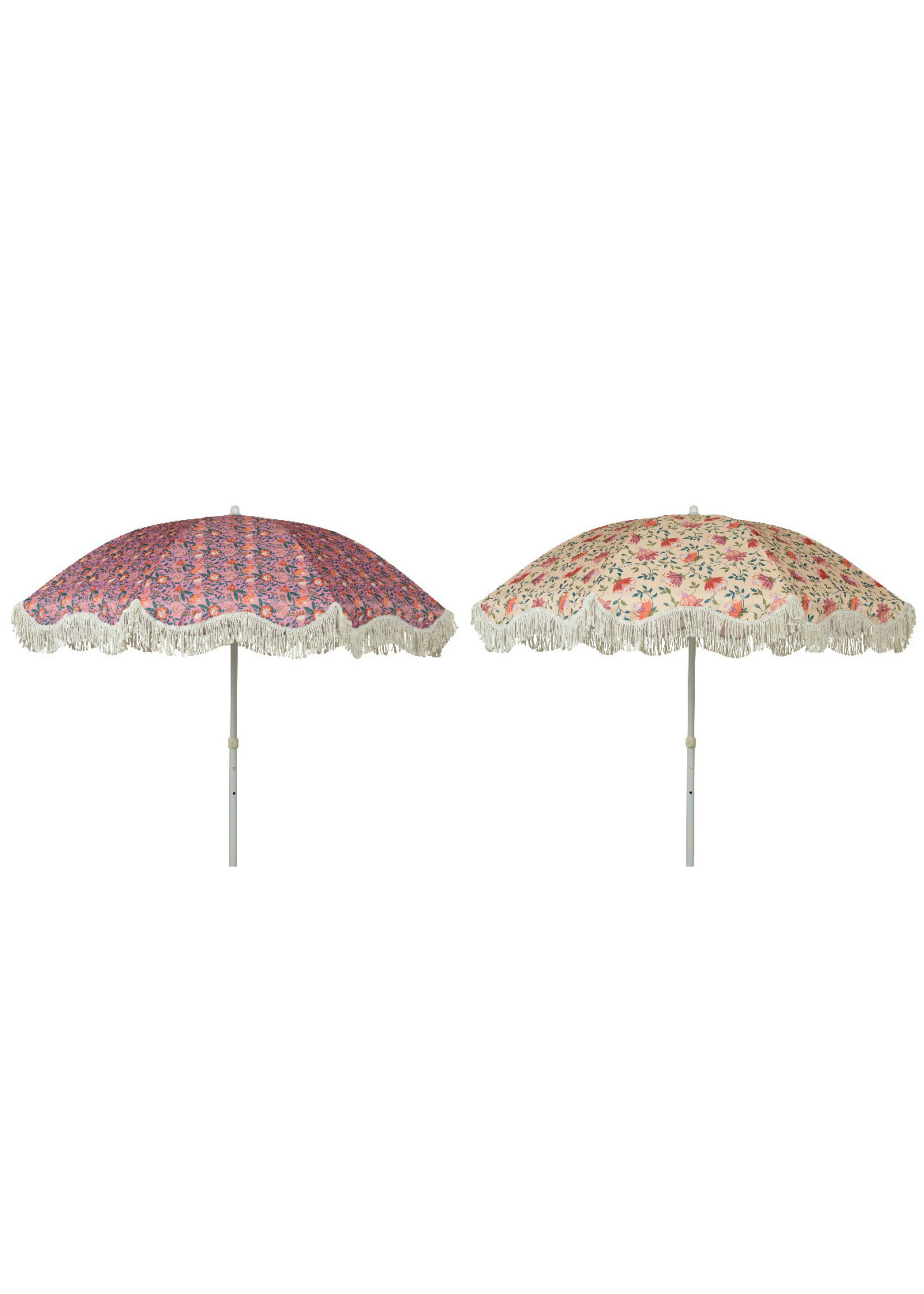 Decoris Floral Parasol with Tassels Pink Or Cream