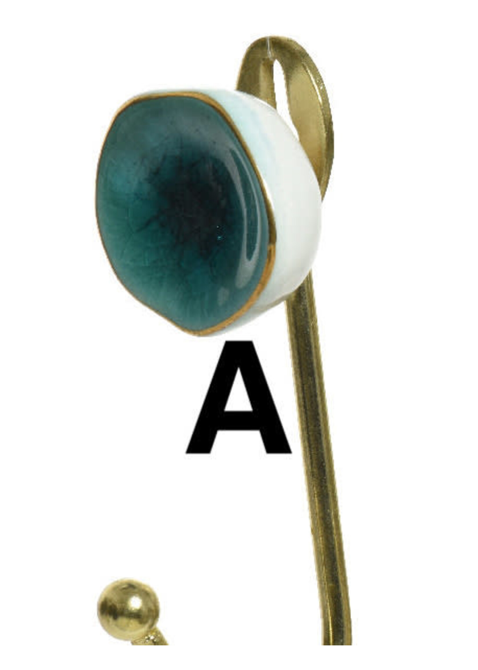 Decoris Speckled Ceramic and brass hook 14x5cm