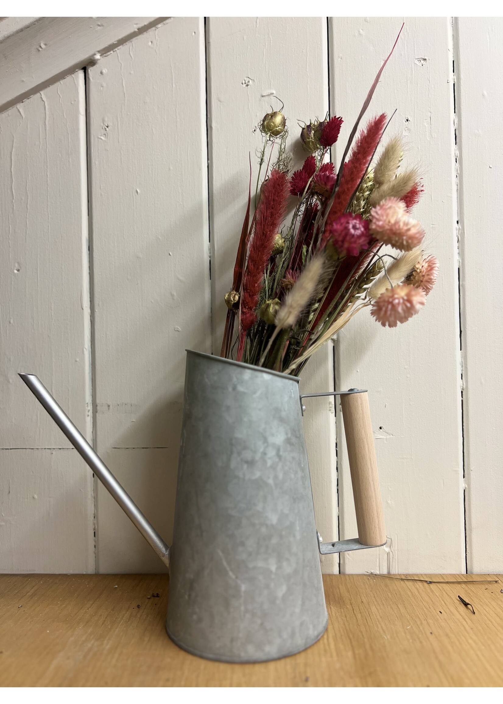 Decoris Galvanised Watering Can - Wooden Handle 29 x 12 x 22cm