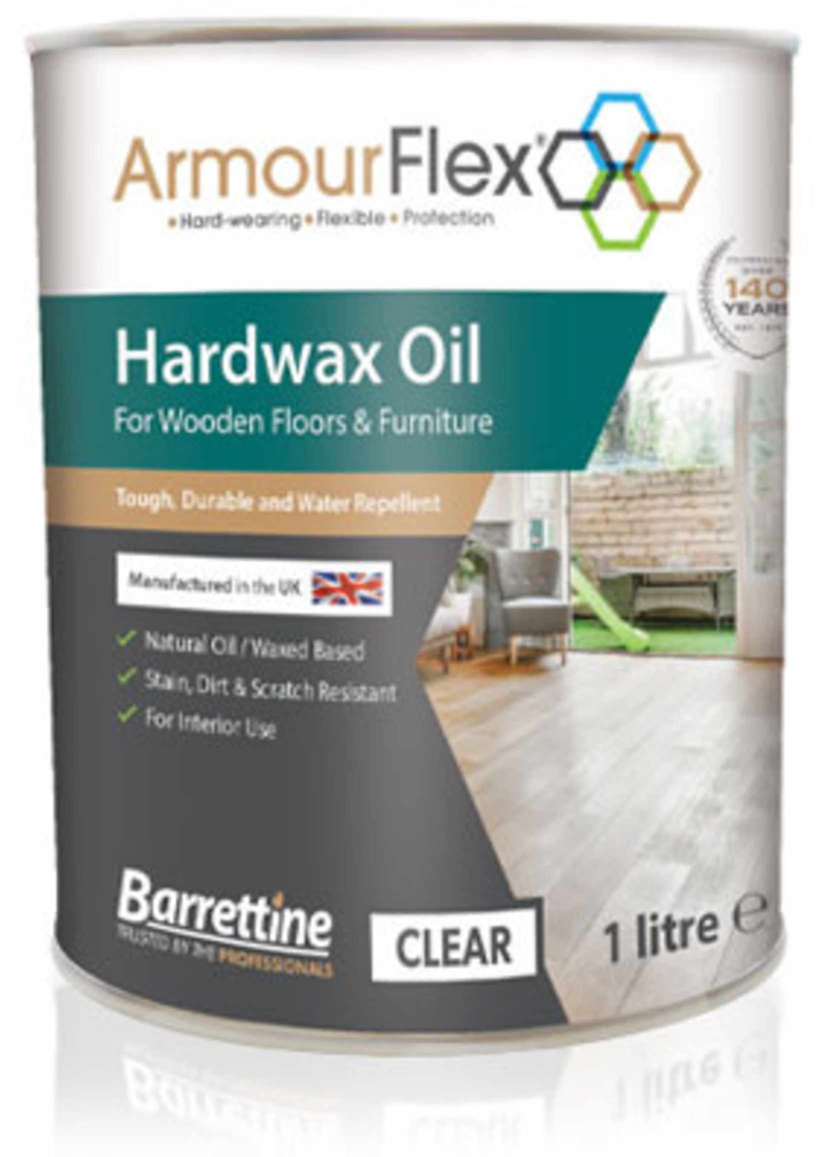 Barrettine ArmourFlex Hardwax Oil Clear Satin Finish 1L