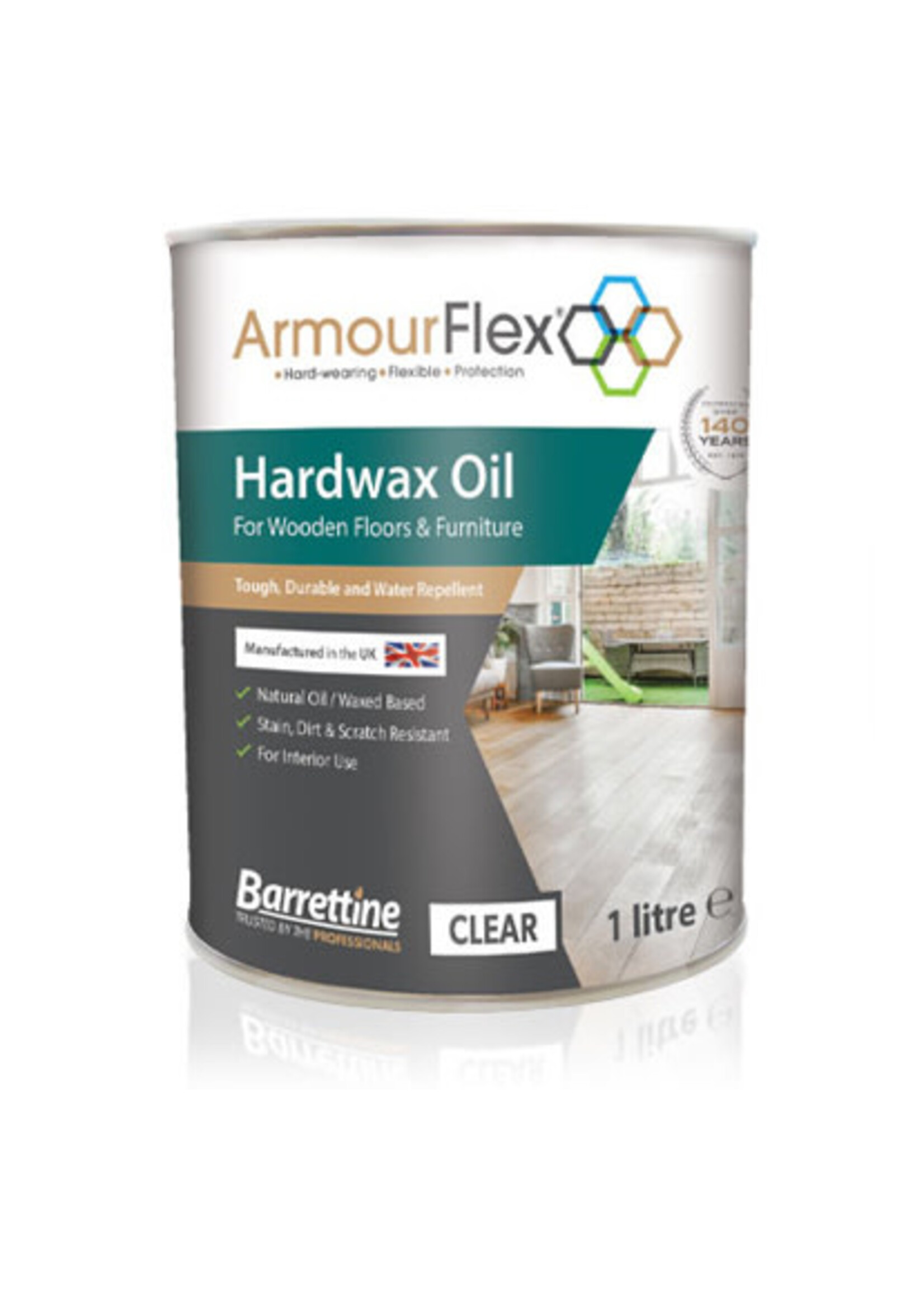 Barrettine ArmourFlex Hardwax Oil Clear Satin Finish 1L