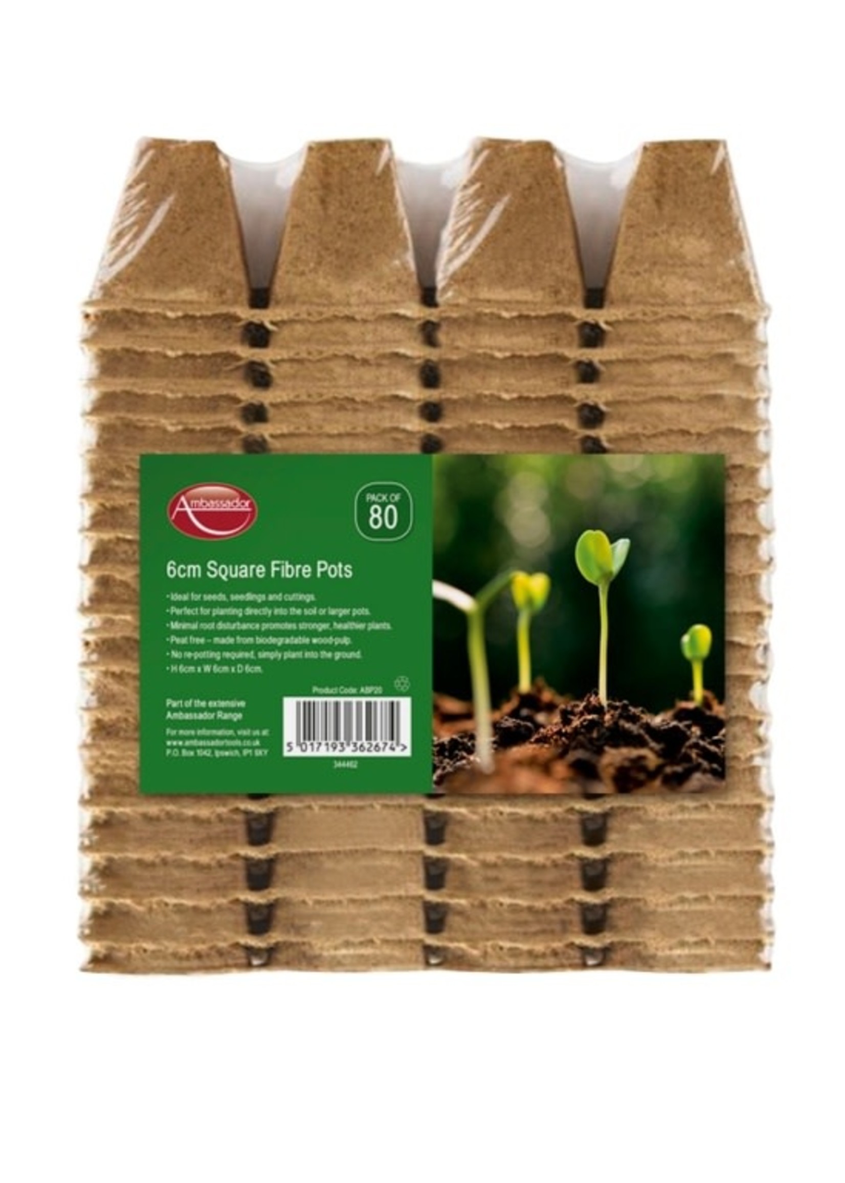 Ambassador Ambassador Square Fibre Pots 6cm - Pack 80