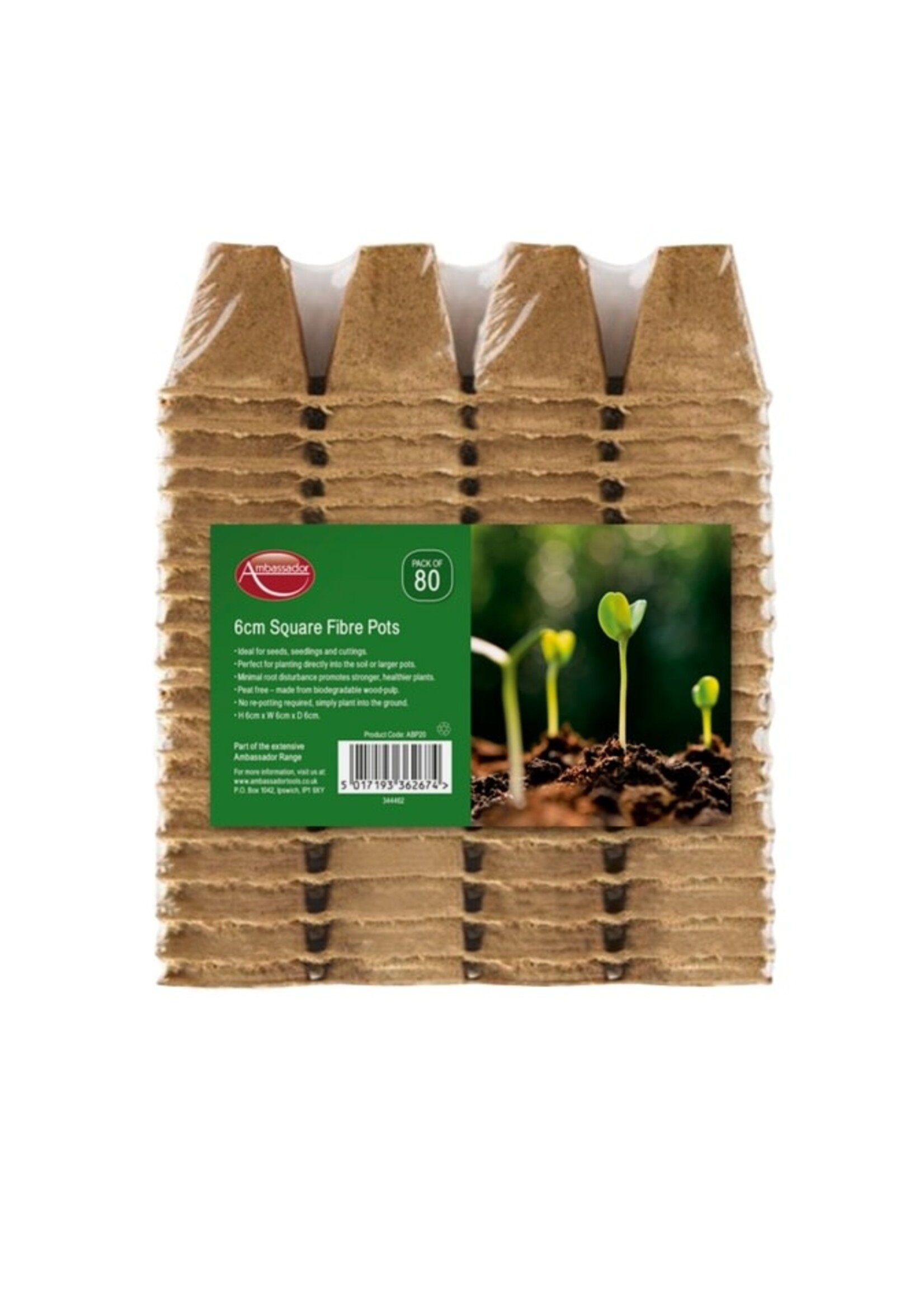 Ambassador Ambassador Square Fibre Pots 6cm - Pack 80