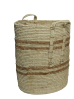 Decoris Cornleaf Basket round waterborne paint stripe Medium 37x43cm