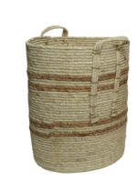 Decoris Cornleaf Basket round waterborne paint stripe Medium 37x43cm