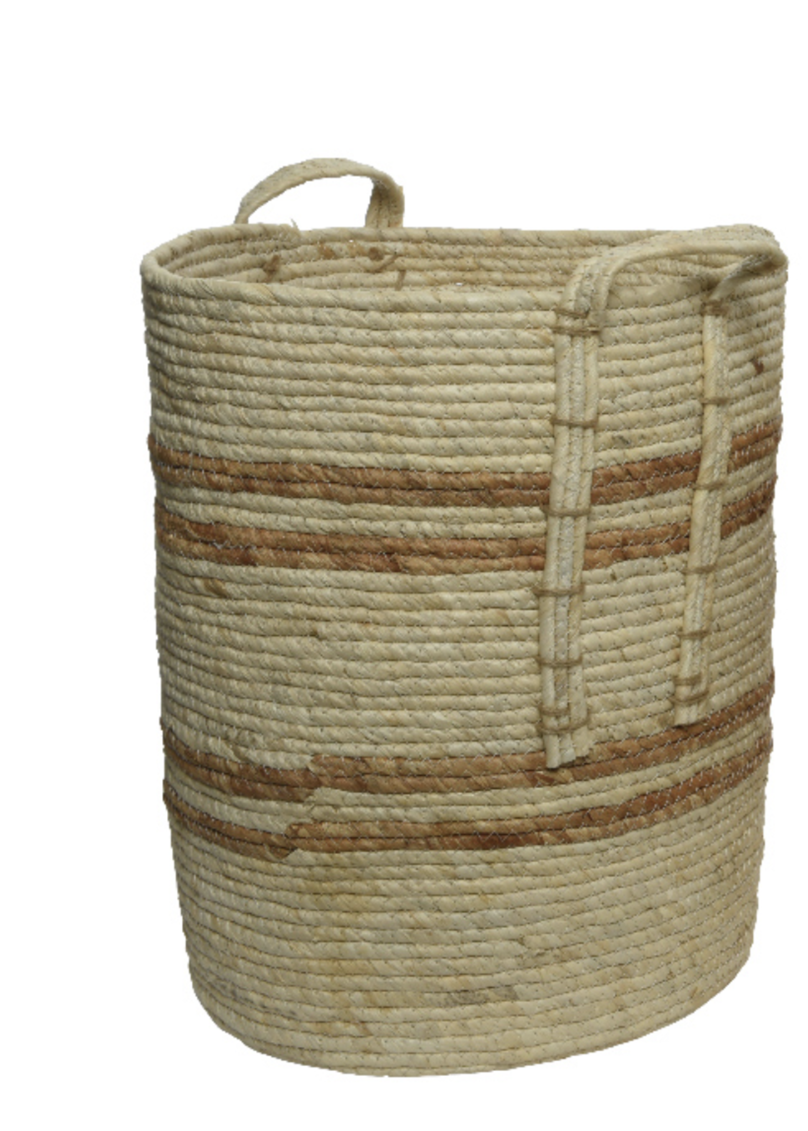 Decoris Cornleaf Basket round waterborne paint stripe Medium 37x43cm