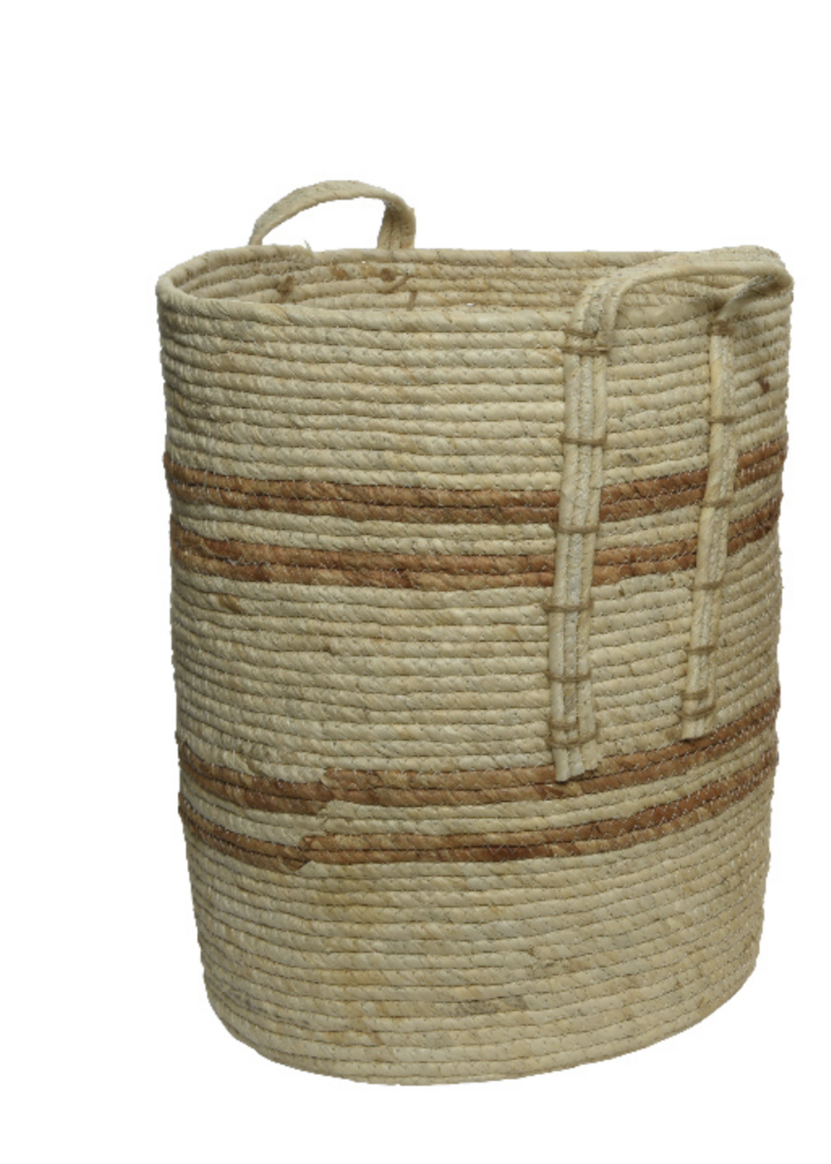 Decoris Cornleaf Basket round waterborne paint stripe Medium 37x43cm
