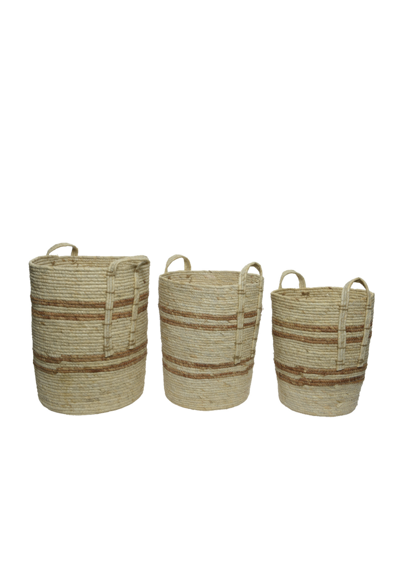 Decoris Cornleaf Basket round waterborne paint stripe Large 42x48cm