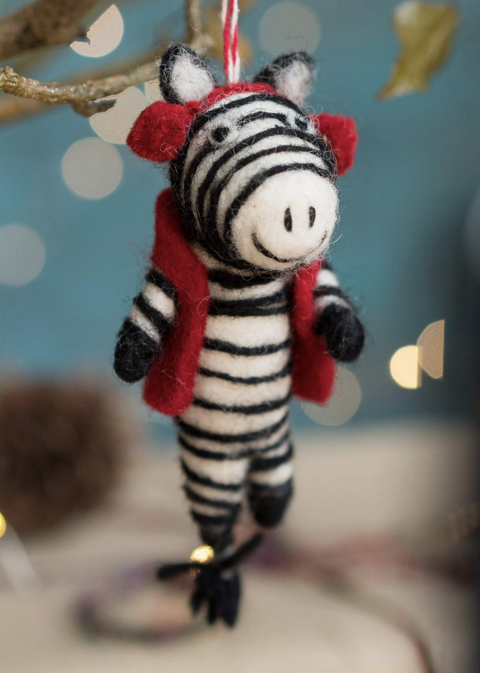 Namaste Felt Zebra In Earmuffs Fairtrade