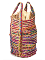 Namaste Multi Colour Cotton and Jute Chindi Bag/Basket