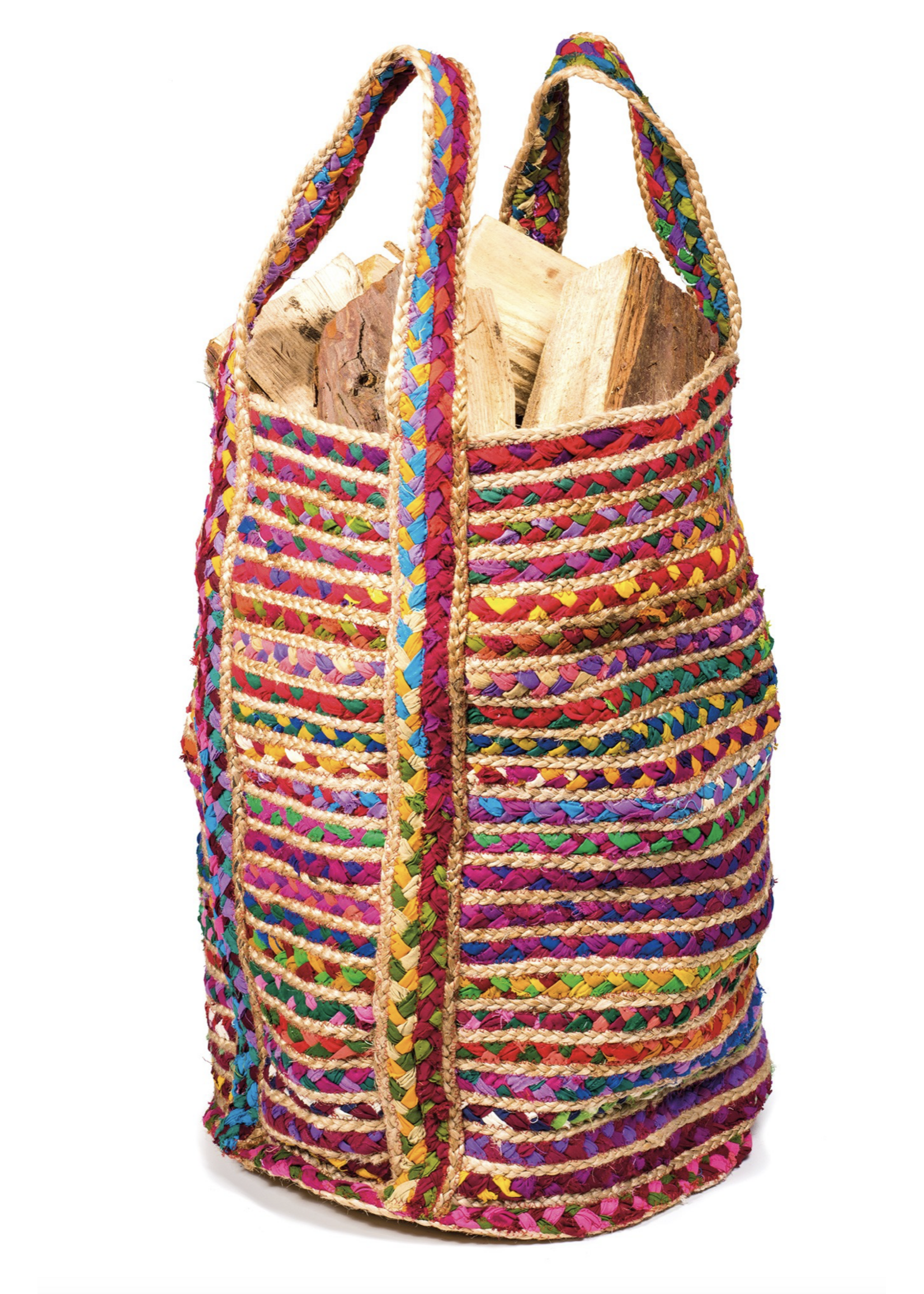 Namaste Multi Colour Cotton and Jute Chindi Bag/Basket