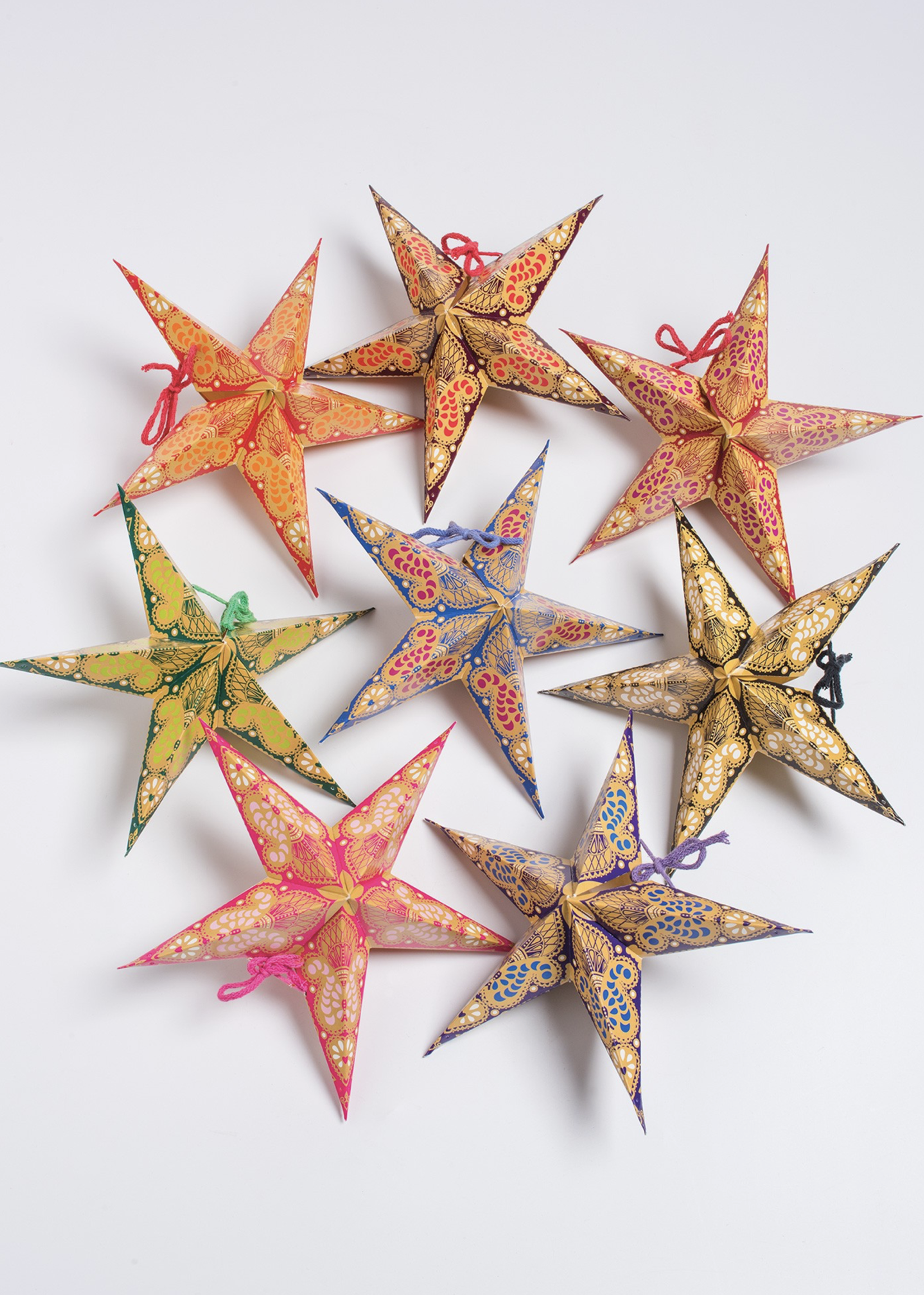 Namaste Handmade Paper Stars Paisley Print 8 Pack