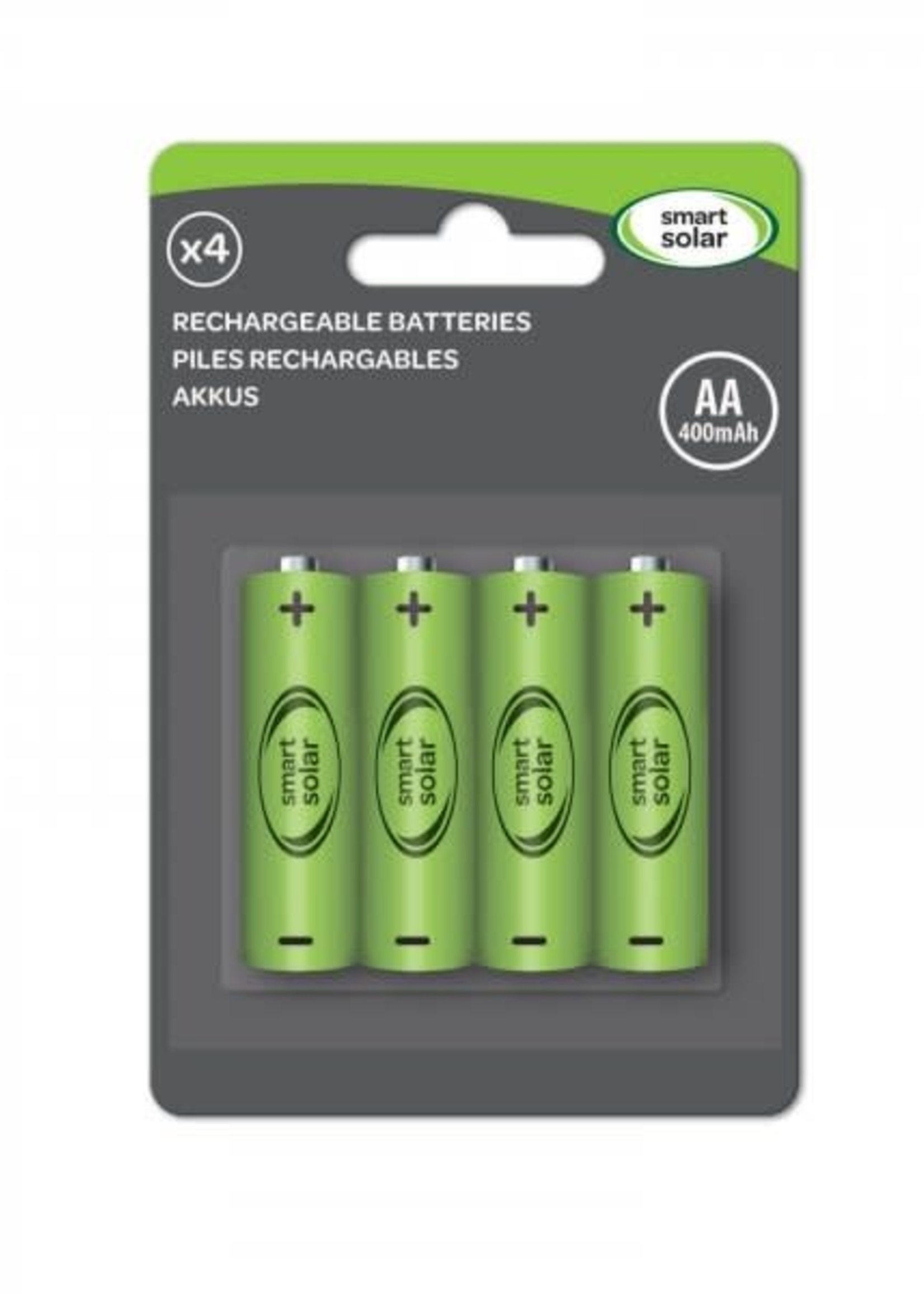 Smart Solar Rechargeable AA 1.2V Ni-MH 600mAh Battery 4 pack